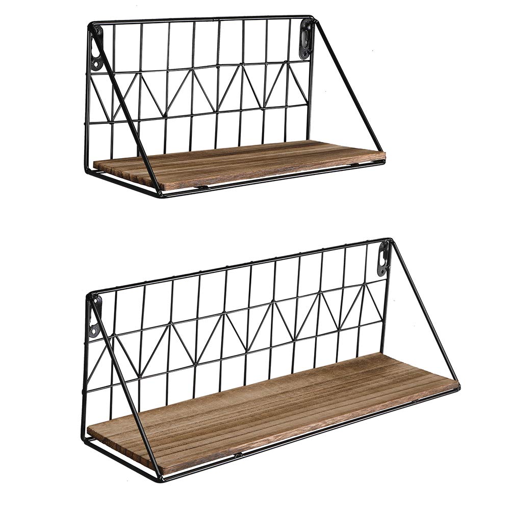 Kcelarec Set of 2 Floating Shelves - Rustic Arrow Design Wood Wall Shelves for Home Decor, Storage & Organization | Perfect for Bedroom, Living Room, Bathroom, Kitchen, Office & Dorm