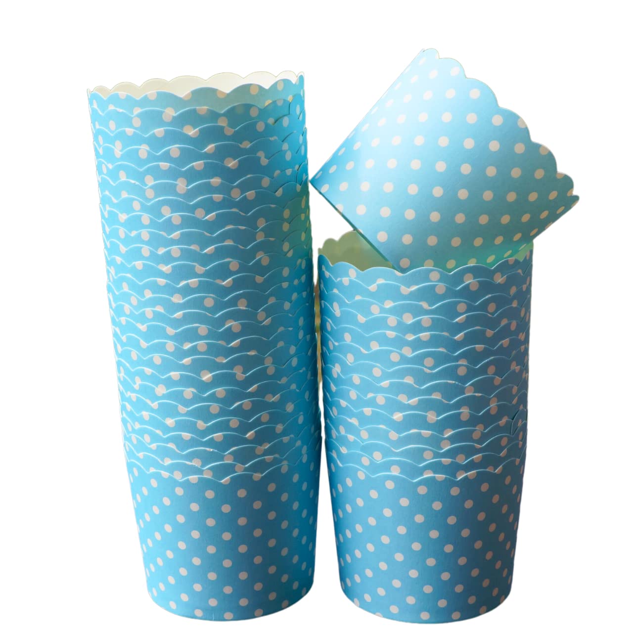 50-Pack Disposable Greaseproof Paper Baking Cups - Large Turquoise Polka Dot Cupcake & Muffin Liners for Baking, Party Decorations & Home Kitchen Use