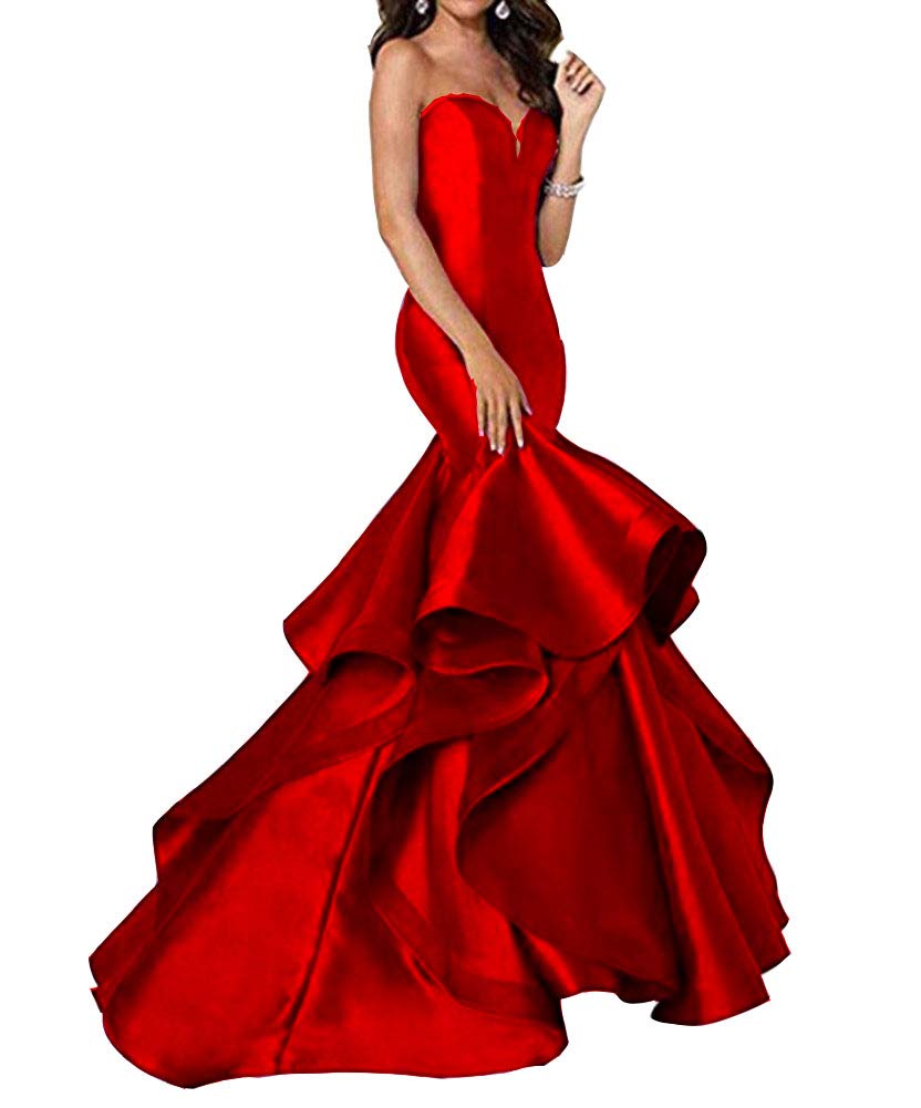 Elegant Champagne Mermaid Prom Dress for Women - Satin Sweetheart Long Formal Evening Gown for Party, Homecoming, Wedding & Special Occasions