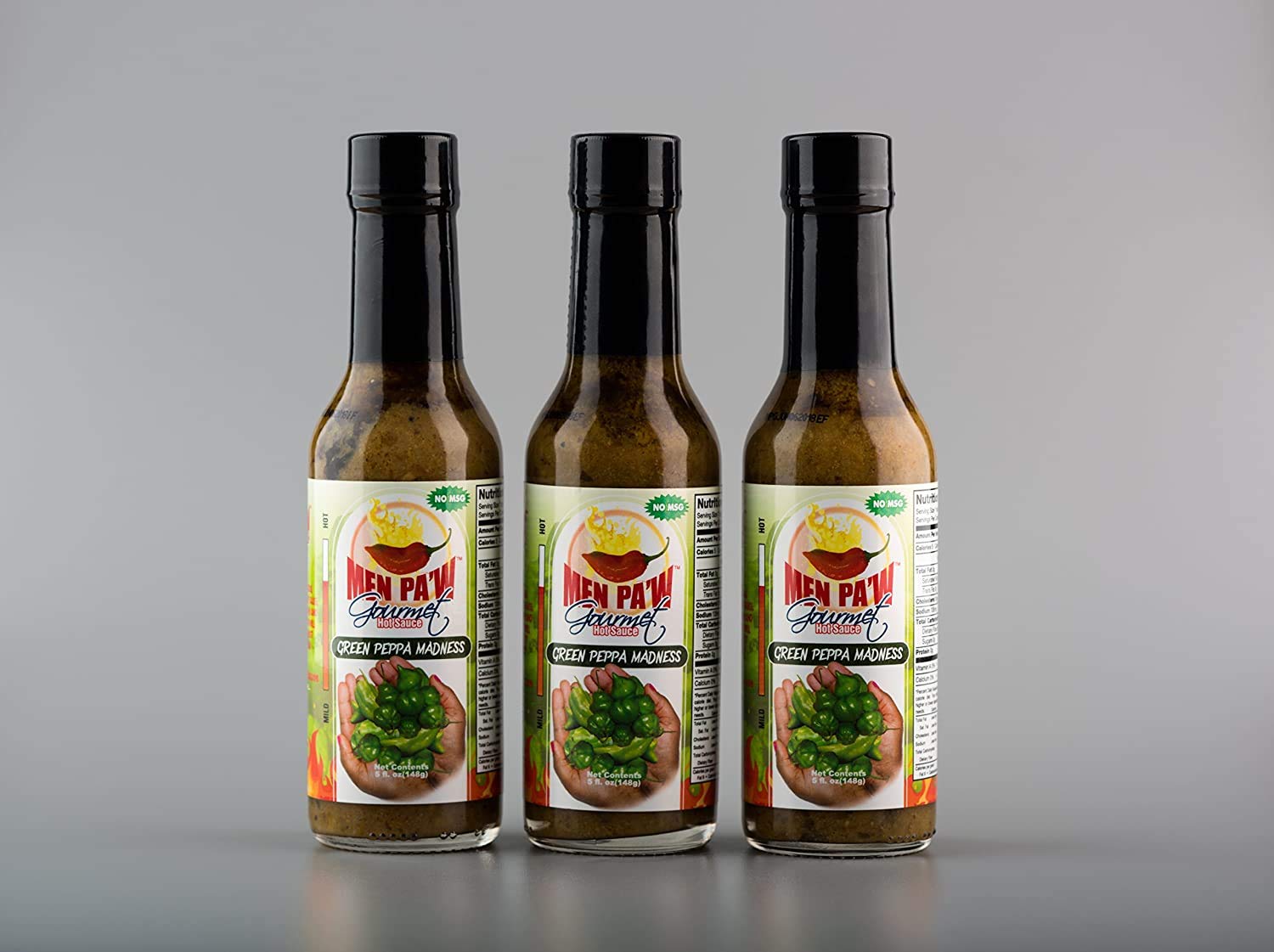 Men Pa'w Gourmet Green Peppa Madness Hot Sauce - 5oz Bottles (Pack of 9) | Spicy Condiment for Tacos, Wings & BBQ | Premium Hot Sauce Gift Set