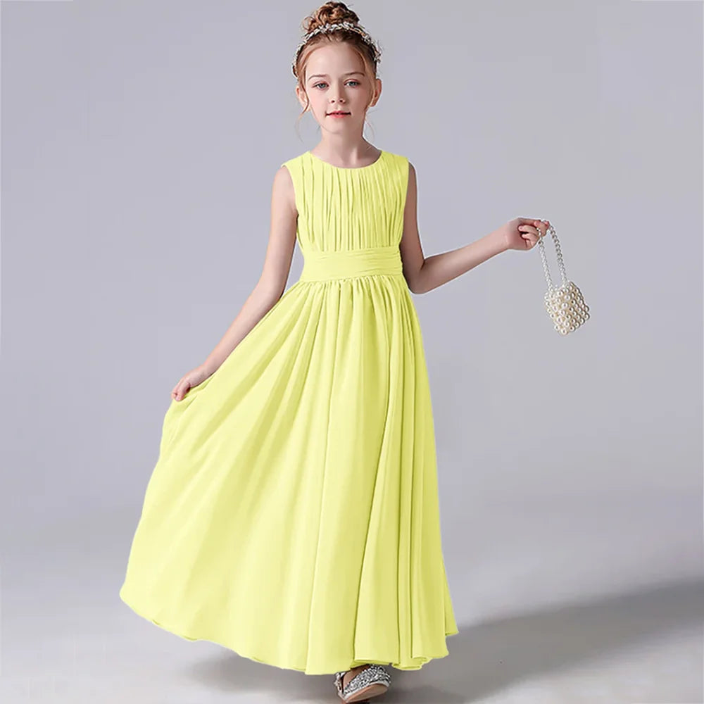 Elegant Pleated Flower Girl Dress with Sash - Kids Wedding Gown, Party Dress, Pageant Outfit for Special Occasions & Formal Events