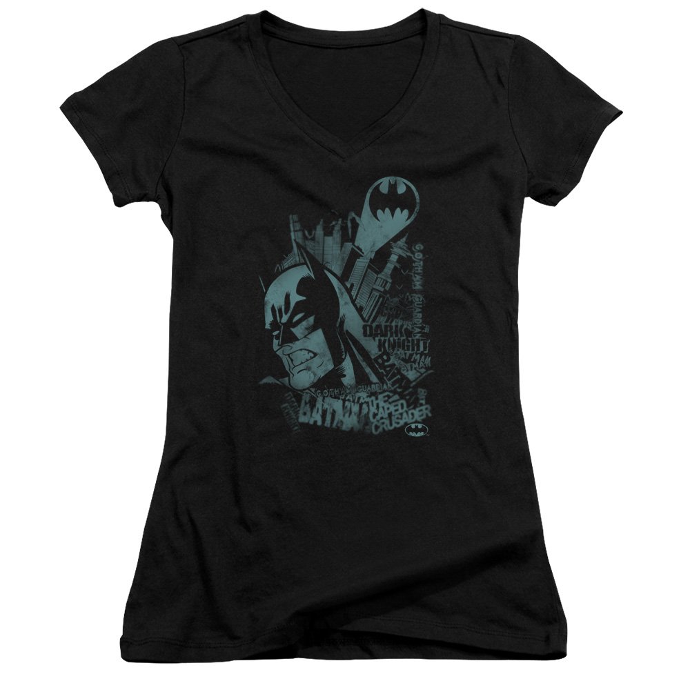 Trevco Batman Gritted Teeth Junior V-Neck T-Shirt - Black, Medium | Cool Graphic Tee for Kids & Teens | Perfect for Cosplay, Halloween & Superhero Fans