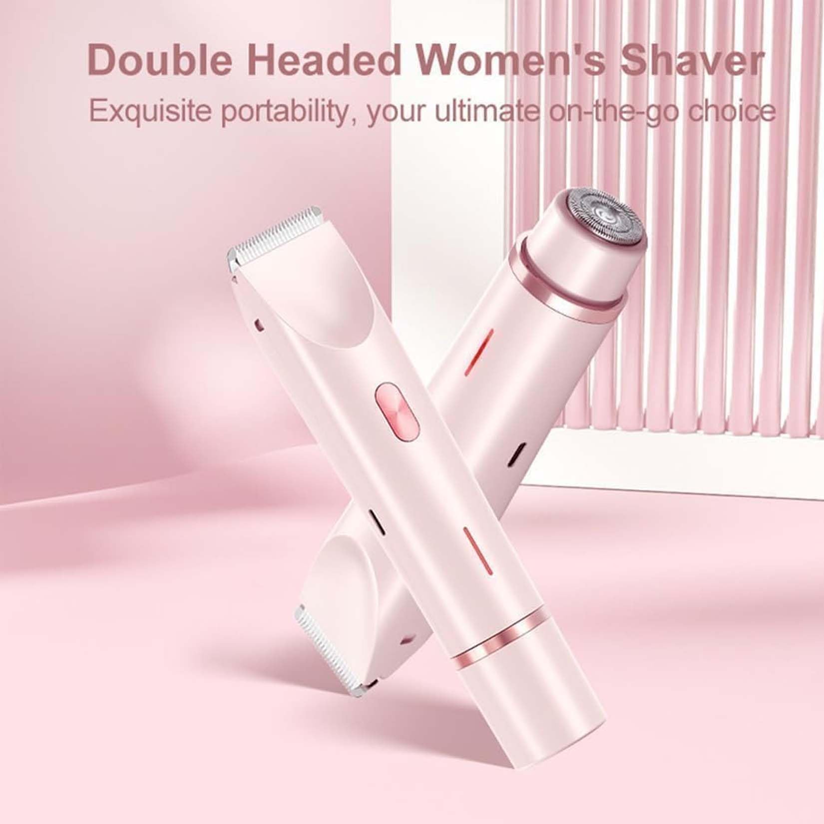 2025 New 2-in-1 Electric Lady Shaver for Women - Dual Head Rechargeable Waterproof Bikini & Body Hair Trimmer - Purple | Painless Hair Removal for Legs, Underarms & Pubic Area | Perfect for Travel & Home Use