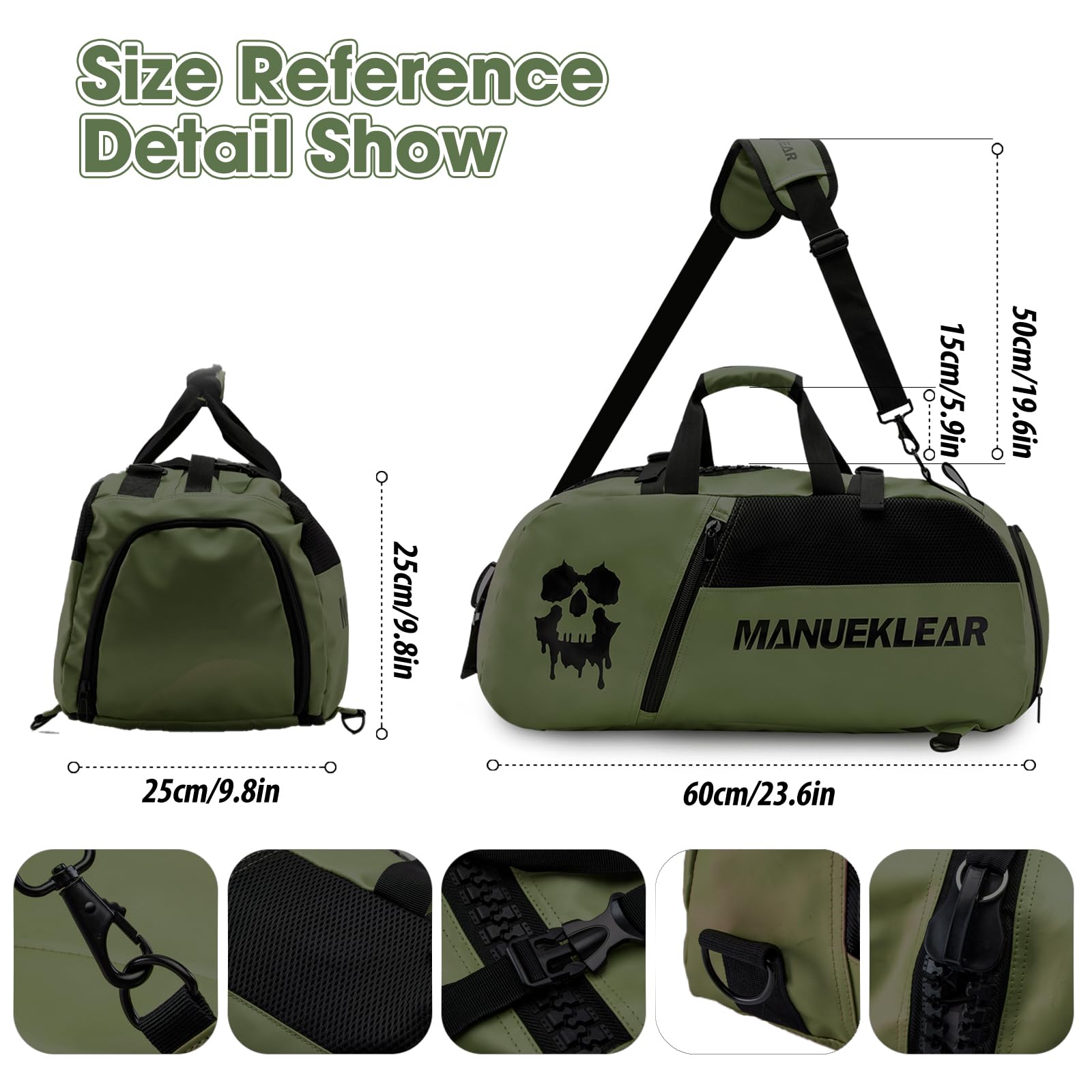 Premium Gym Duffle Bag for Women & Men - Large Sports Duffel with Shoe Compartment & Wet Pocket - Travel & Workout Weekender Backpack (Dark Green) - Perfect for Gym, Travel, Sports & Fitness Activities