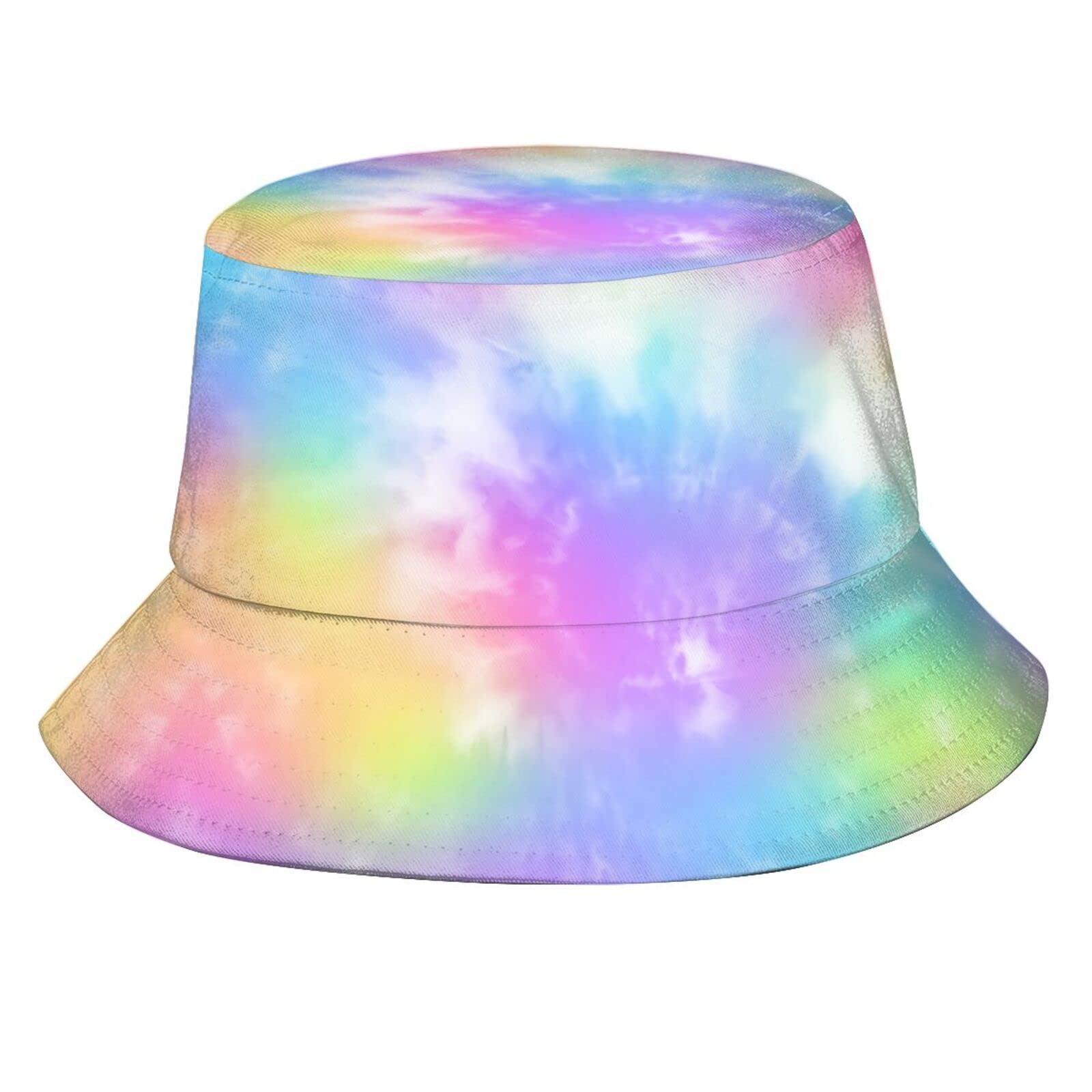 Rainbow Tie Dye Bucket Hat - Packable Wide Brim Summer Fisherman Cap for Women & Men, UV Protection Sun Hat for Travel, Beach, Outdoor Activities