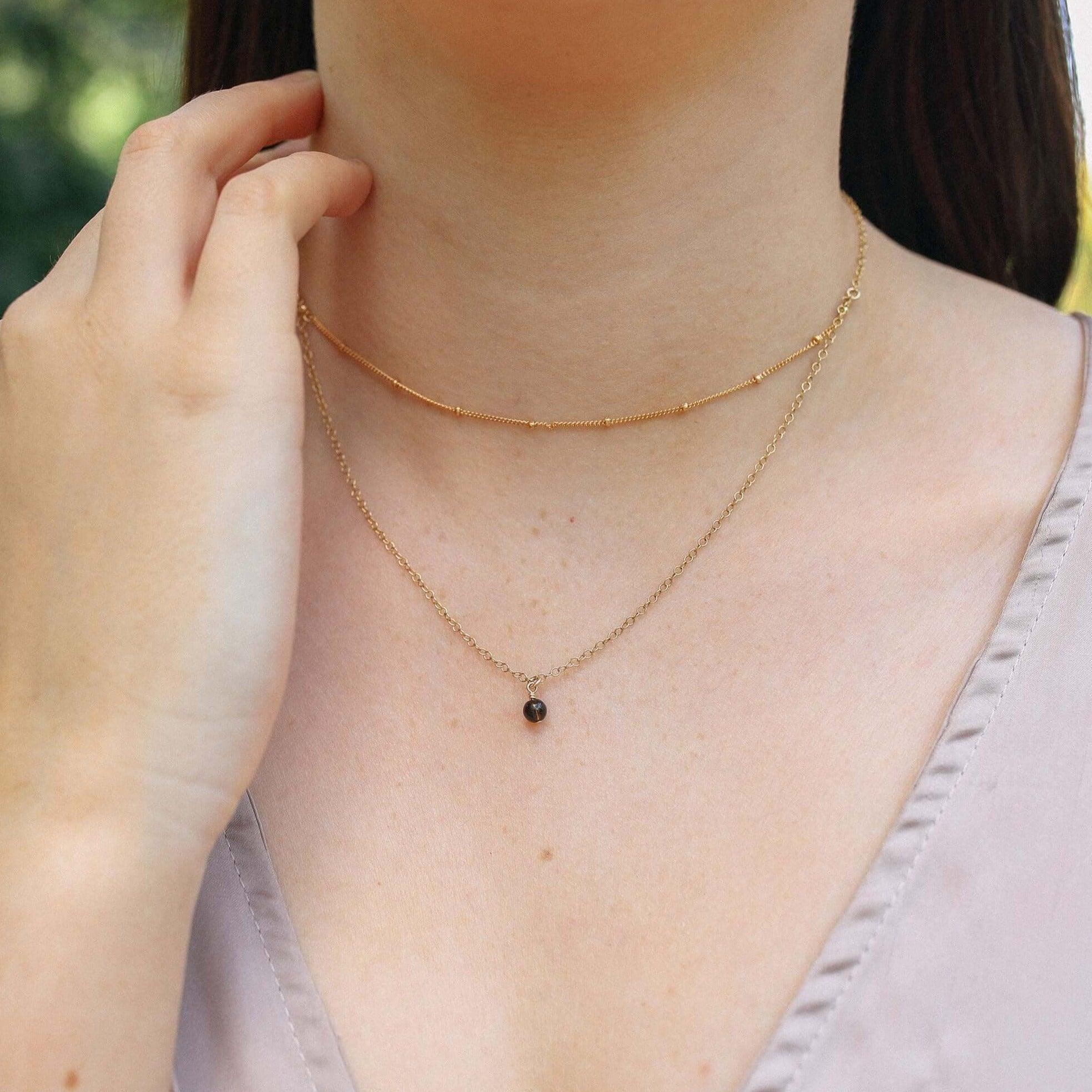 Elegant Smoky Quartz Gemstone Layered Choker Necklace for Women | Healing Crystal Jewelry | Perfect for Boho Style, Meditation & Gift Giving