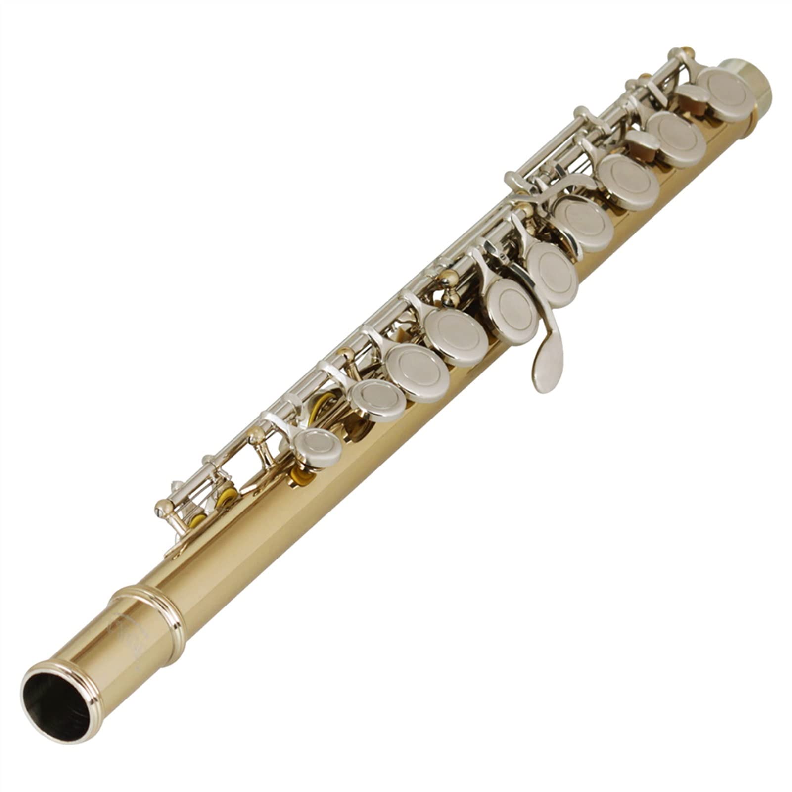 Zengxue 16-Hole Closed C Key Golden Silver Flute for Kids - Professional Wind Musical Instrument with Gloves and Case - Perfect for Beginners, School Bands & Music Lessons