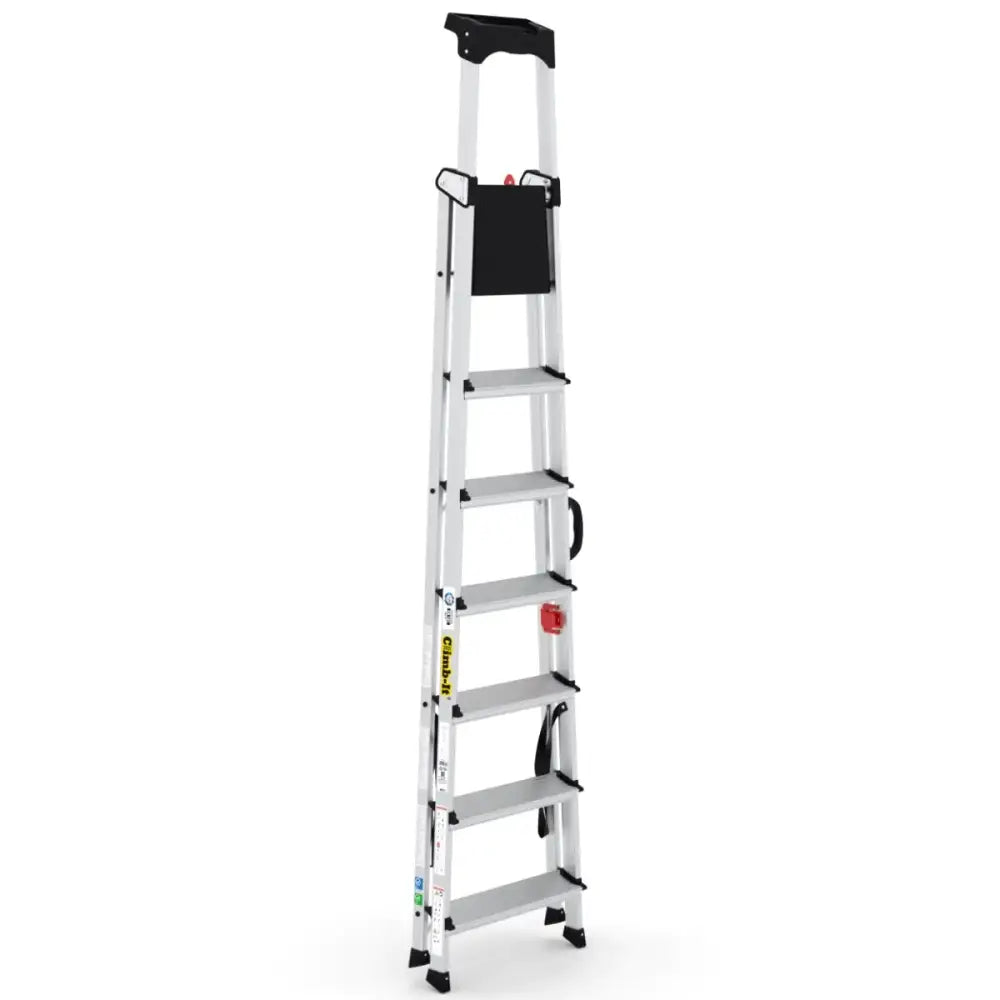 Climb It Professional Stepladder with Carry Handle - Lightweight Aluminum Ladder for Home & Office Use - Perfect for Painting, Shelving & DIY Projects