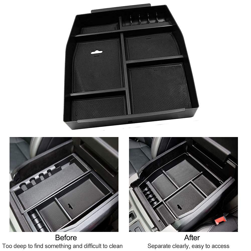Premium Center Console Organizer Tray for Ford F150 (2015-2020) - Armrest Storage Box Accessories | Perfect for Road Trips, Work Commutes & Daily Organization