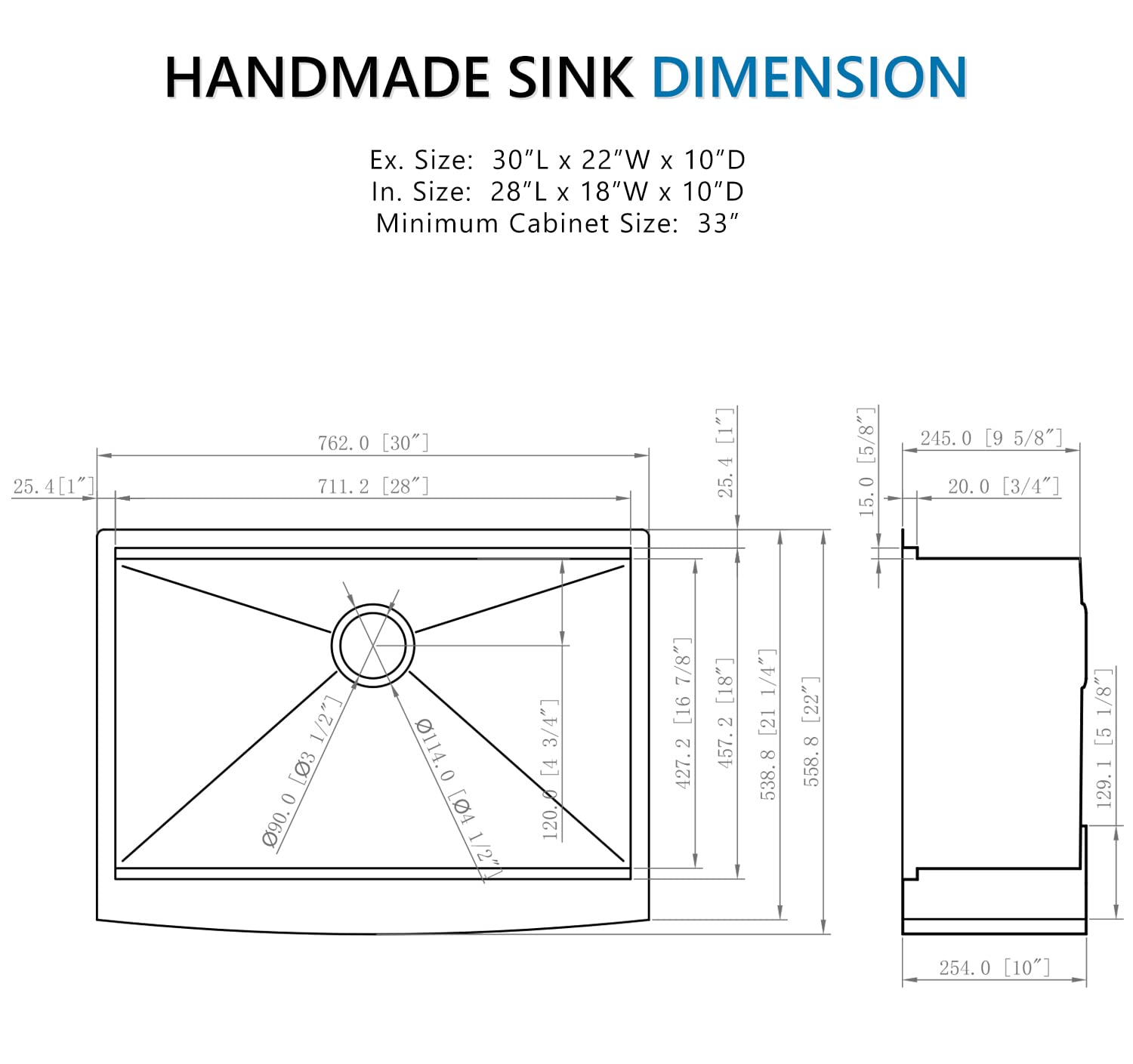 30 Inch Black Undermount Farmhouse Kitchen Sink - 16 Gauge Stainless Steel Apron Front Sink with Accessories (30