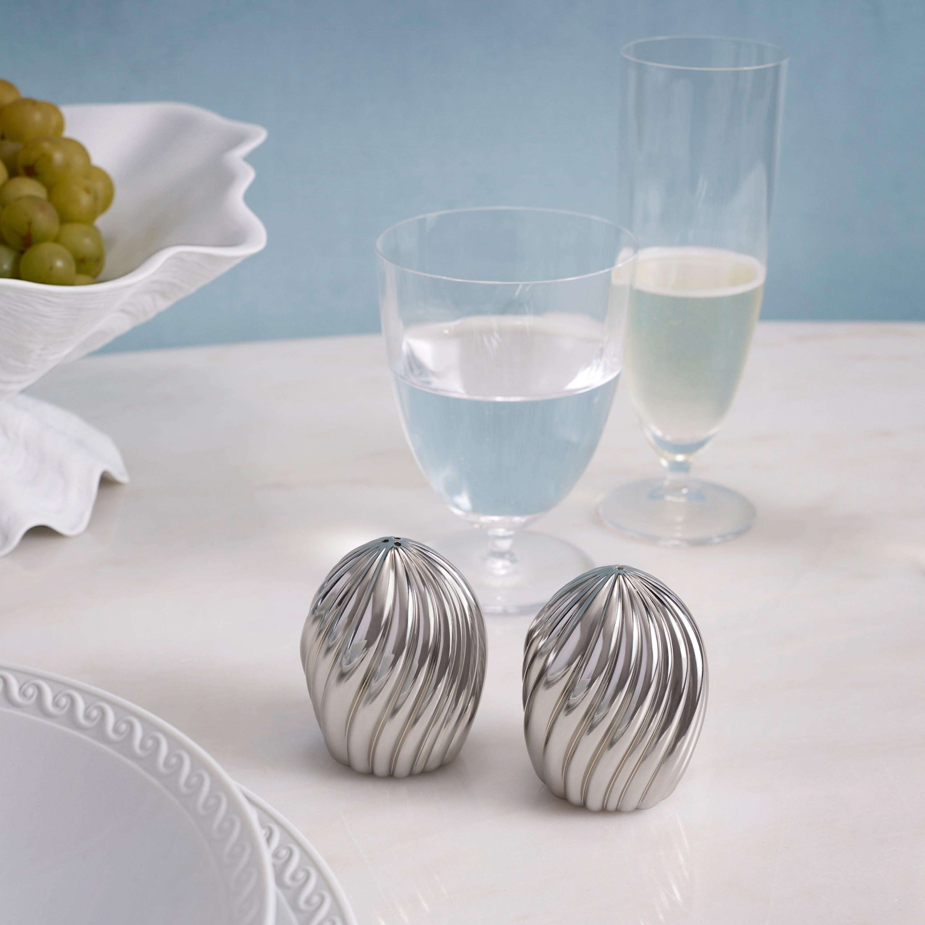 Ripple Spice Jewels (Set of 2) - Platinum Spice Containers for Kitchen, Dining & Home Decor | Elegant Spice Storage Solution for Cooking & Gifting