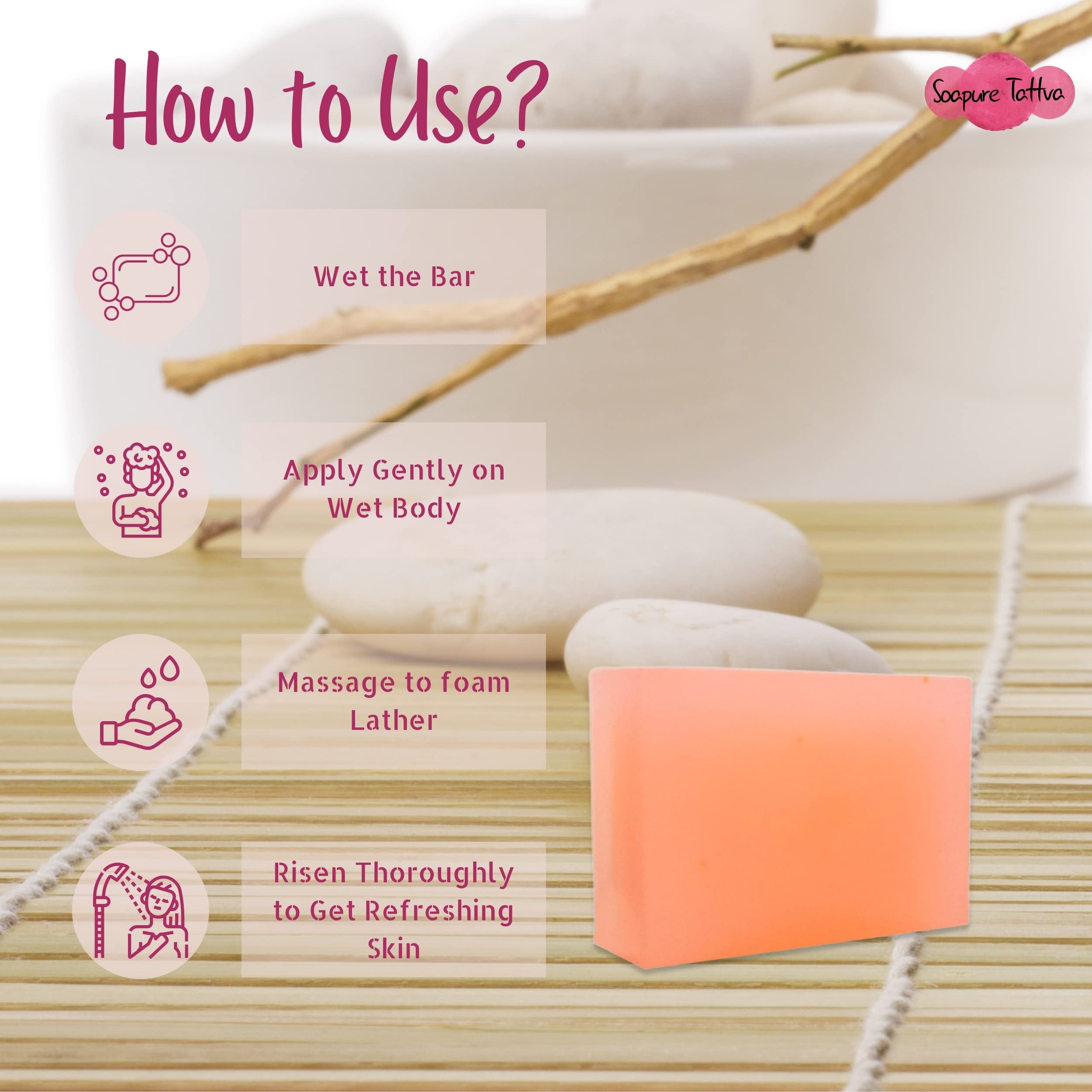 Soapure Tattva Rose & Milk Handmade Luxury Soap with Natural Saffron - Skin Brightening & Moisturizing Bar Soap for Women & Men (Pack of 2, 2x125g) - Perfect for Daily Skincare, Spa Day & Gift Giving