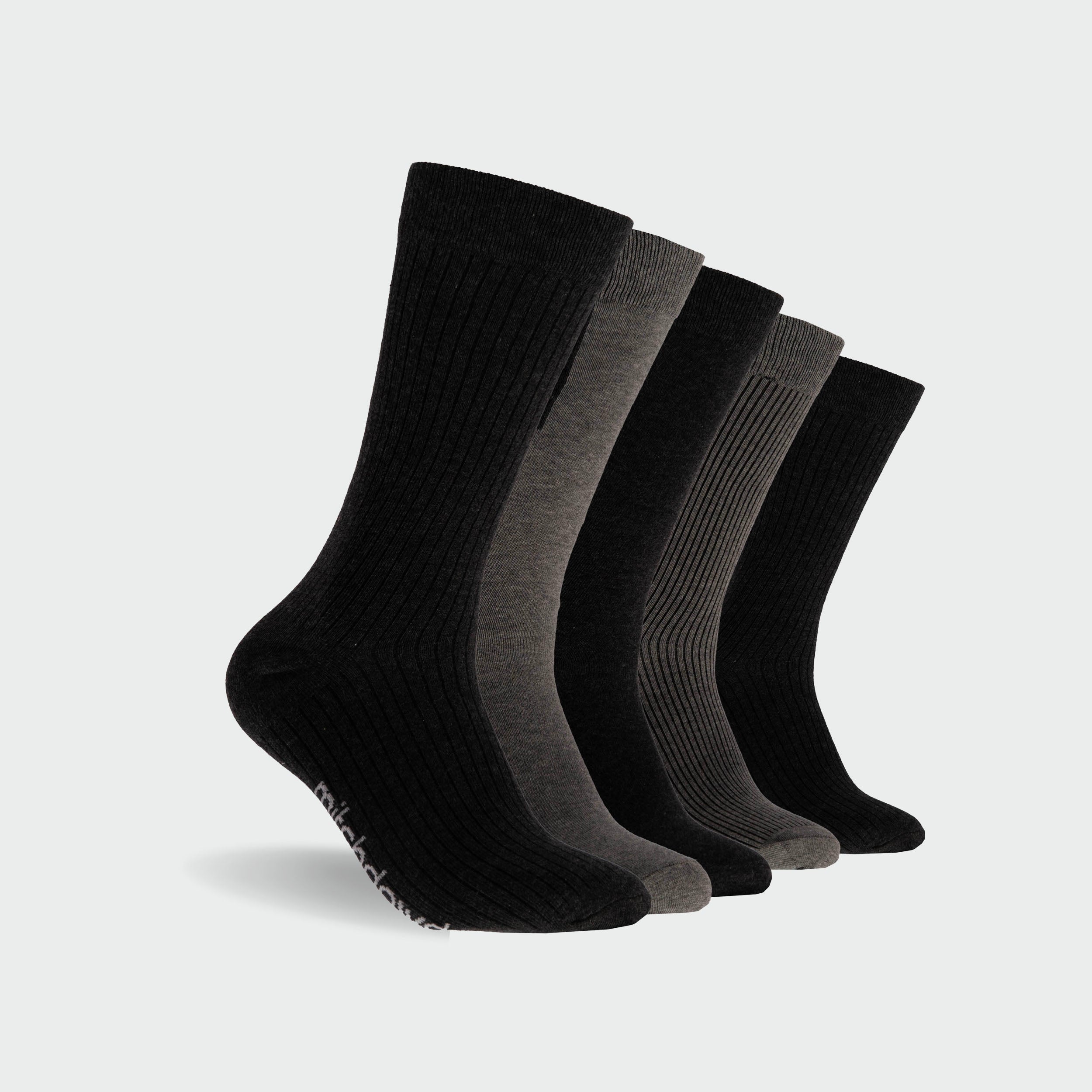 Men's Plain Cotton Crew Socks 5-Pack Black - Soft Breathable Everyday Socks for Work, Gym & Casual Wear