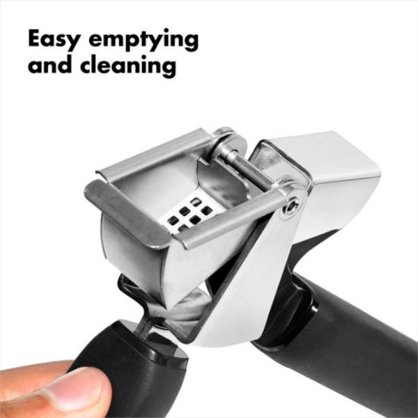 OXO Stainless Steel Garlic Press - Heavy Duty, Easy to Clean, Rust-Proof Garlic Mincer & Crusher with Ergonomic Handle for Cooking, Meal Prep & Italian Cuisine