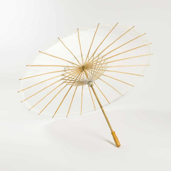 32 Inch Wedding Beige Paper Parasol Umbrella with Elegant Handle - Perfect for Bridal Showers, Outdoor Weddings & Photo Shoots