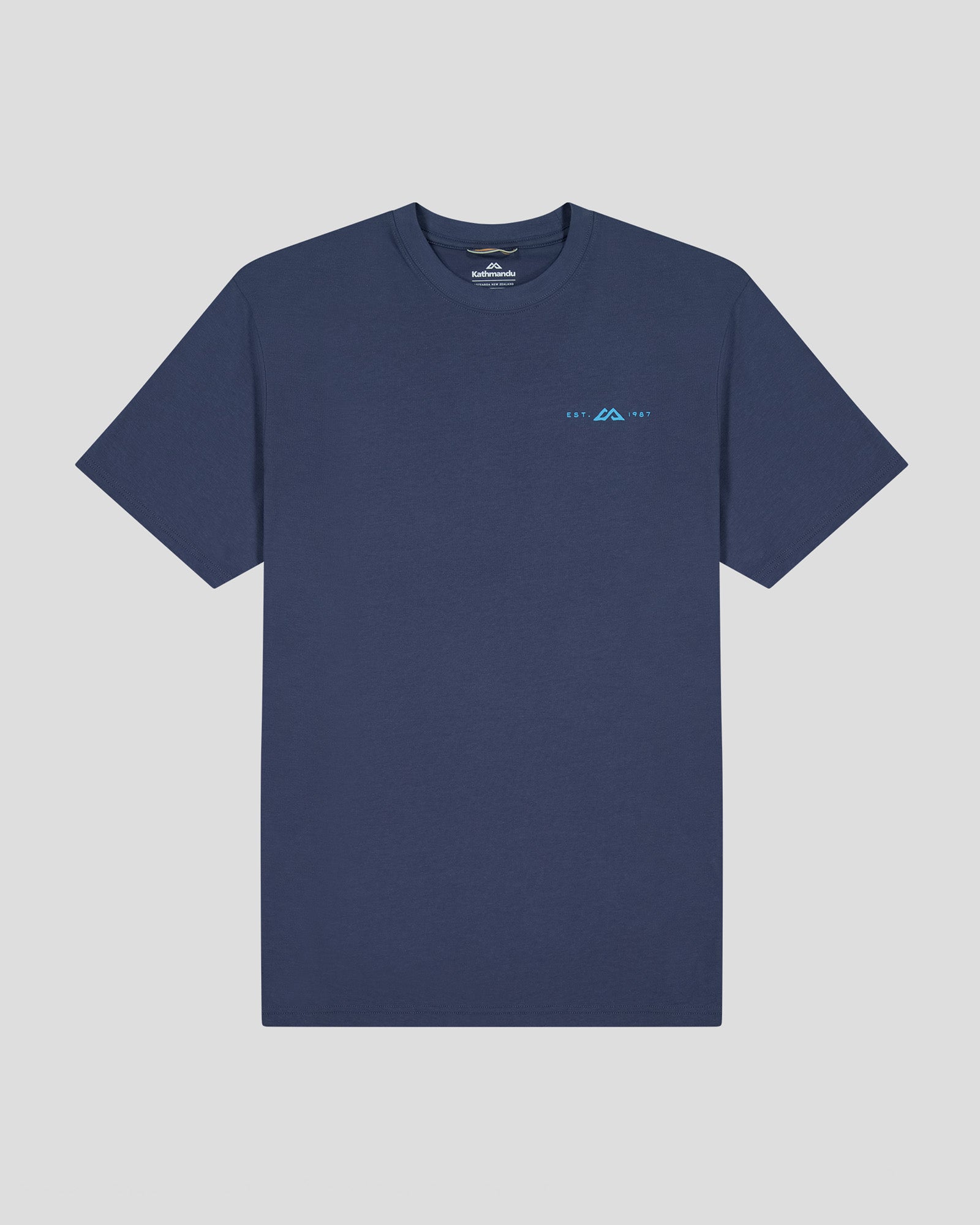 Men's Mountain Camo Organic Cotton T-Shirt - Mid Navy - Comfortable Outdoor Hiking & Casual Wear
