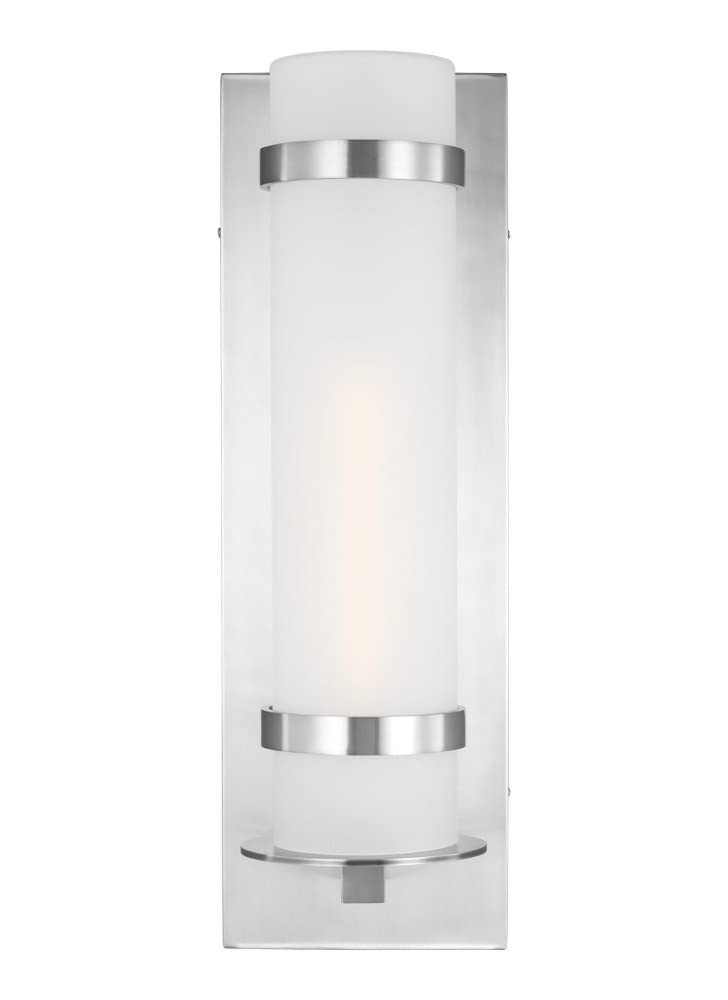 Large 1 Light Outdoor Wall Lantern - Satin Aluminum Finish - Modern Exterior Lighting Fixture with Incandescent Bulb - Perfect for Porch, Patio & Garden Decor (Model: 73-Bel-4314970)