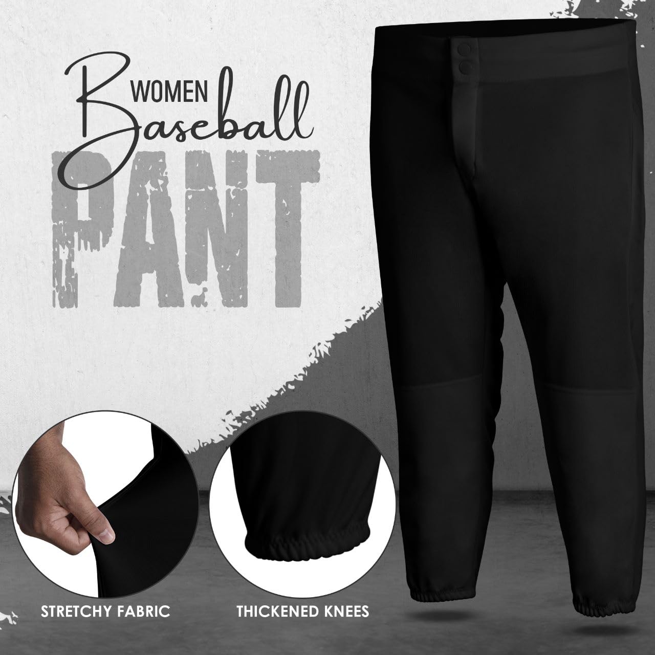 Women's Softball Knicker Pants - Breathable & Comfortable Baseball Pants for Adults (Black, White, Grey) | Perfect for Training, Games & Outdoor Sports