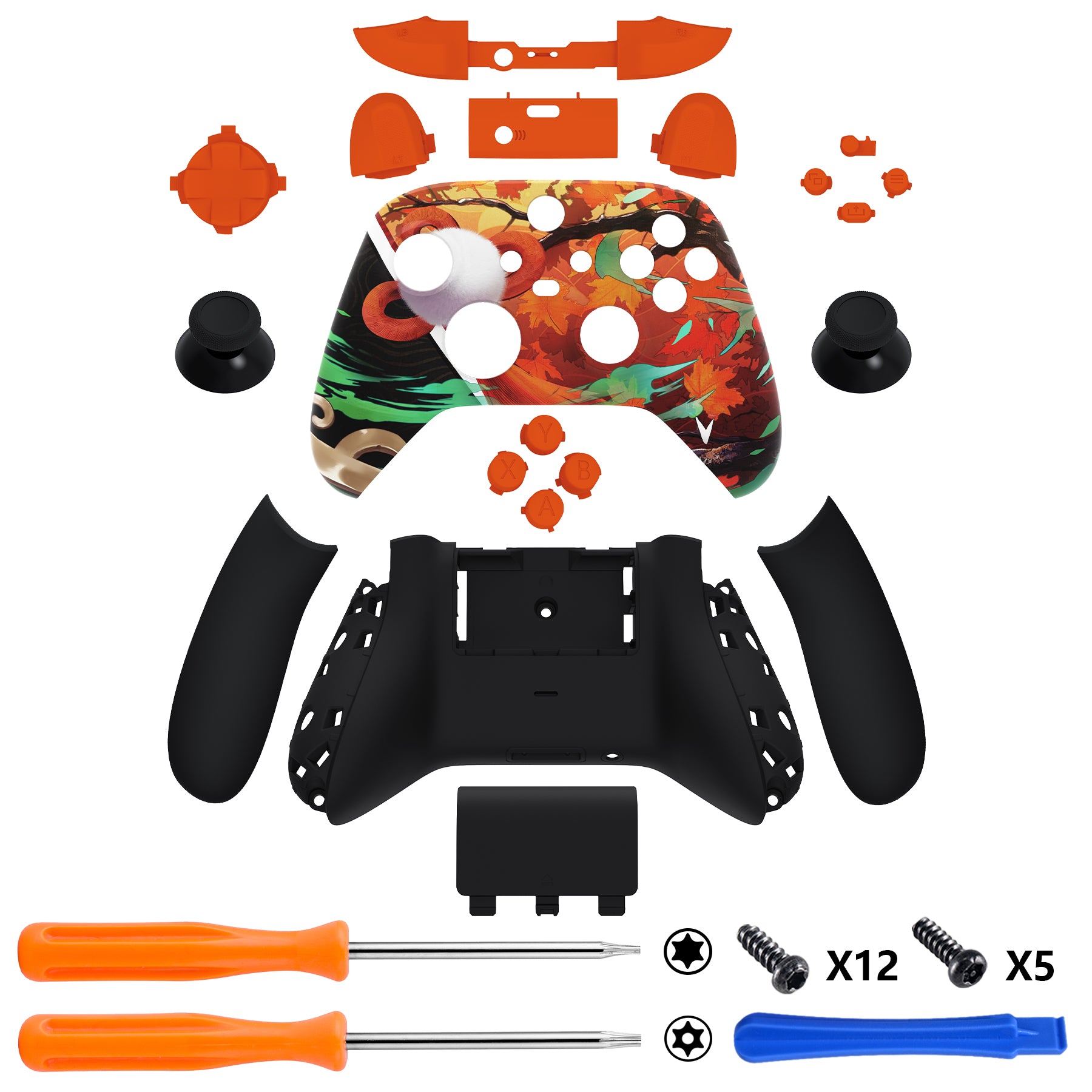 eXtremeRate Maple Impact Full Housing Shell Case with Buttons for Xbox Series X/S Controller - Custom Replacement Side Rails & Front Back Plate Cover for Xbox Core Controller (QX3R002) - Perfect for Gaming, Modding & Controller Customization