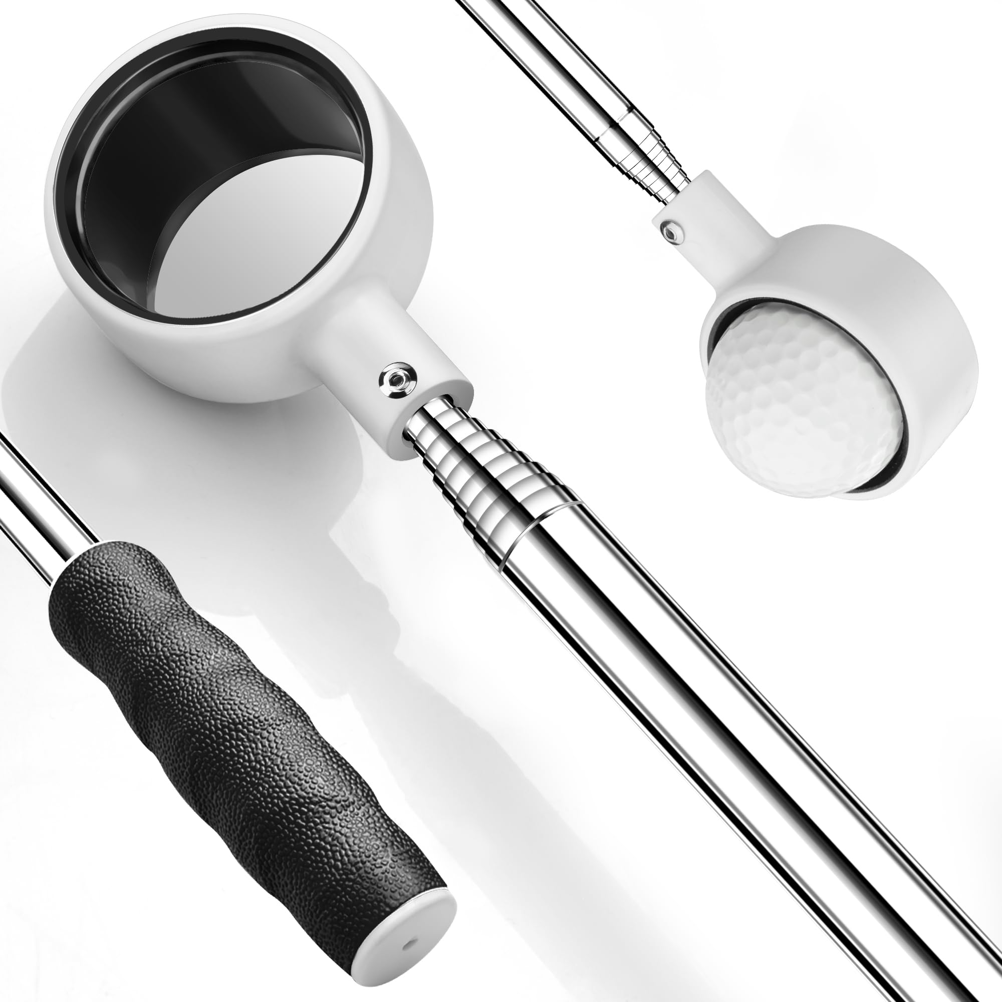 Prowithlin Telescopic Golf Ball Retriever with Rubber Loop - Non-Rust Water Golf Ball Picker Tool - Durable Golf Accessories & Perfect Gift for Men - Ideal for Lakes, Ponds, and Rough Terrain