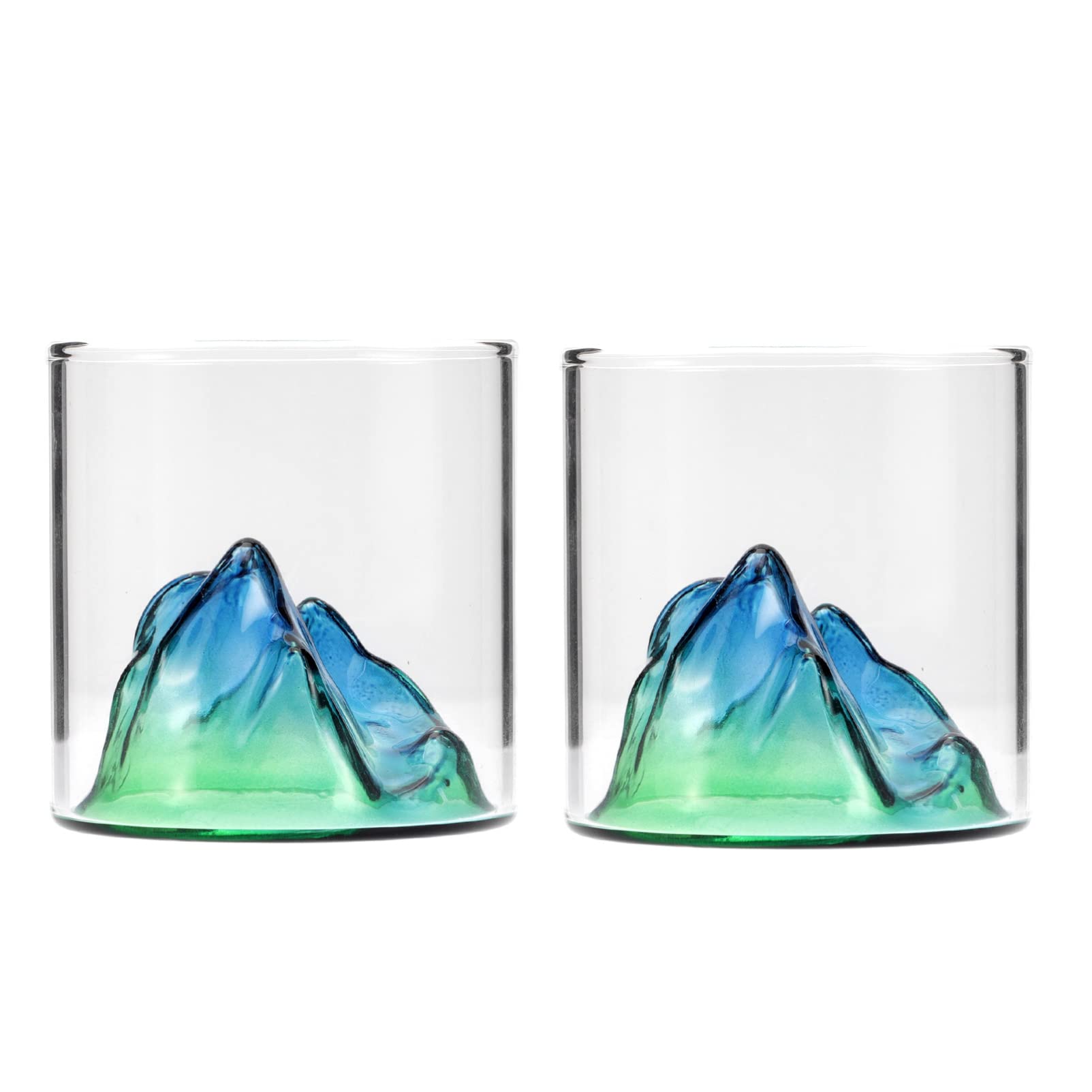 Vintage Glass Drinking Cups Set of 2 - Elegant Whiskey & Wine Glasses for Water, Juice, Beer, Cocktails - Perfect for Home Bar, Kitchen Decor, Dinner Parties & Entertaining Guests