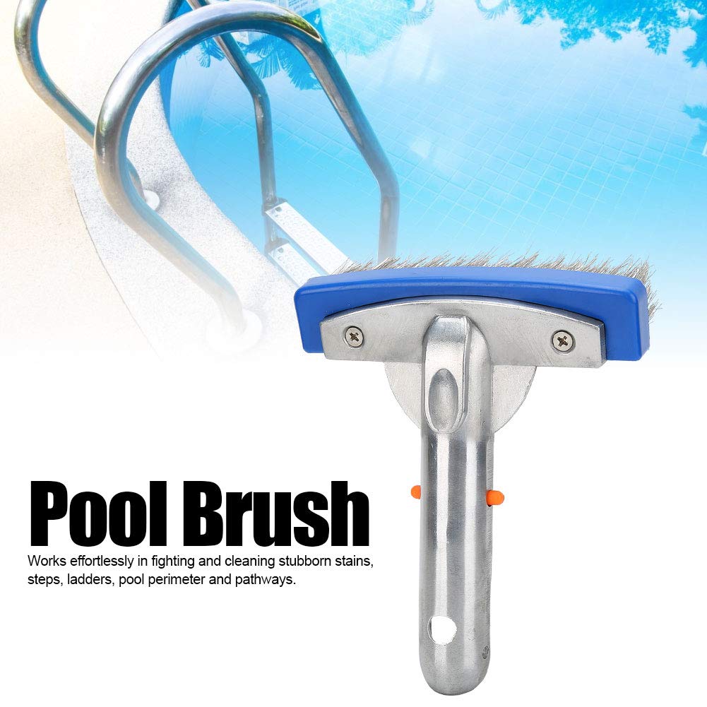 Stainless Steel Pool Brush 5.5 Inch - Heavy Duty Swimming Pool Scrub Brush for Walls & Floors - Perfect for Home Pools, Spas, Ponds, and Fountains - Pool Cleaning Supplies & Equipment