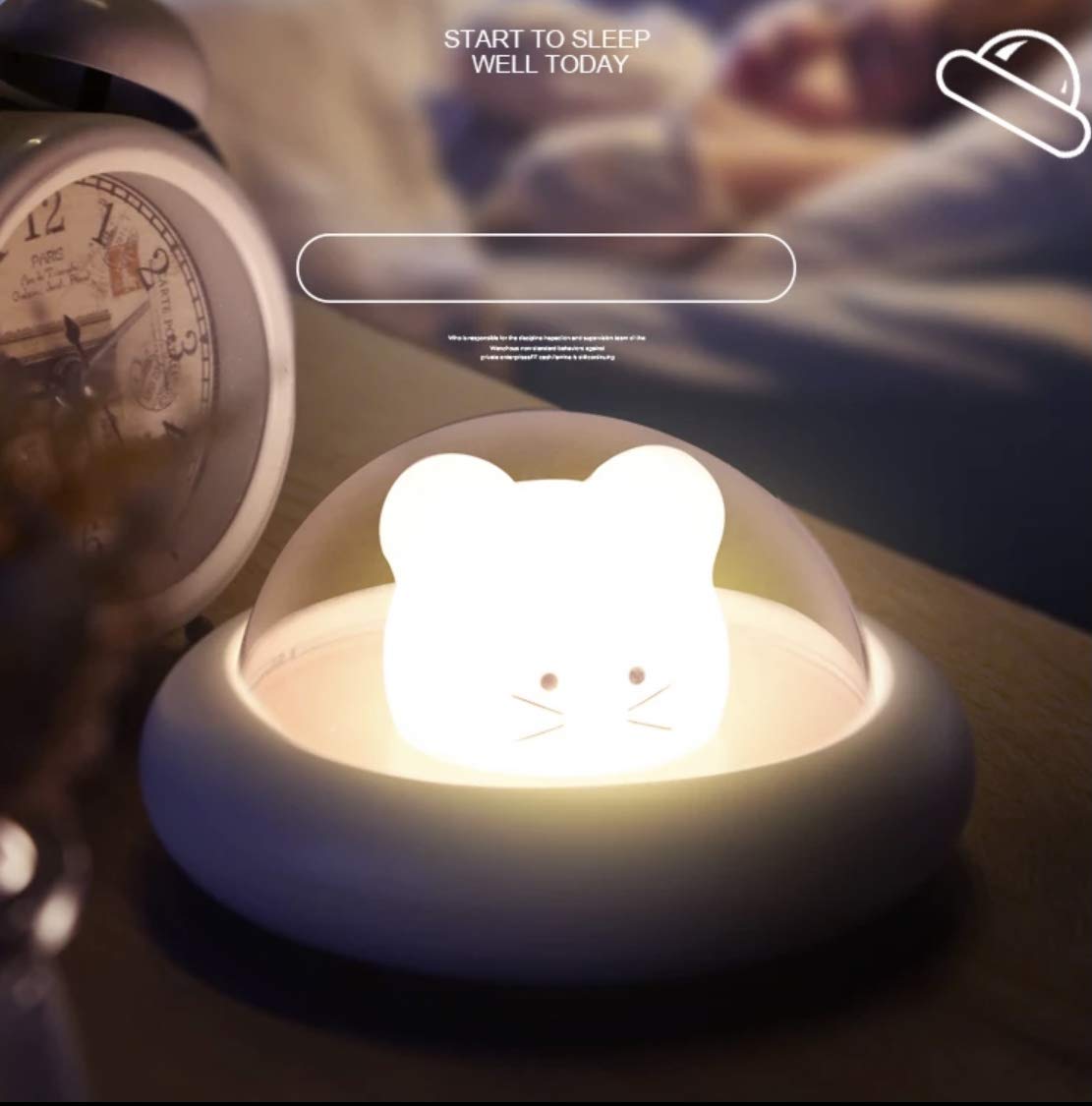Adorable UFO Space Mouse Night Light for Kids - 3 Warm Light Modes, Touch Control & Sleep Timer | Pink LED Nursery Lamp for Bedroom, Baby Room & Sleep Aid