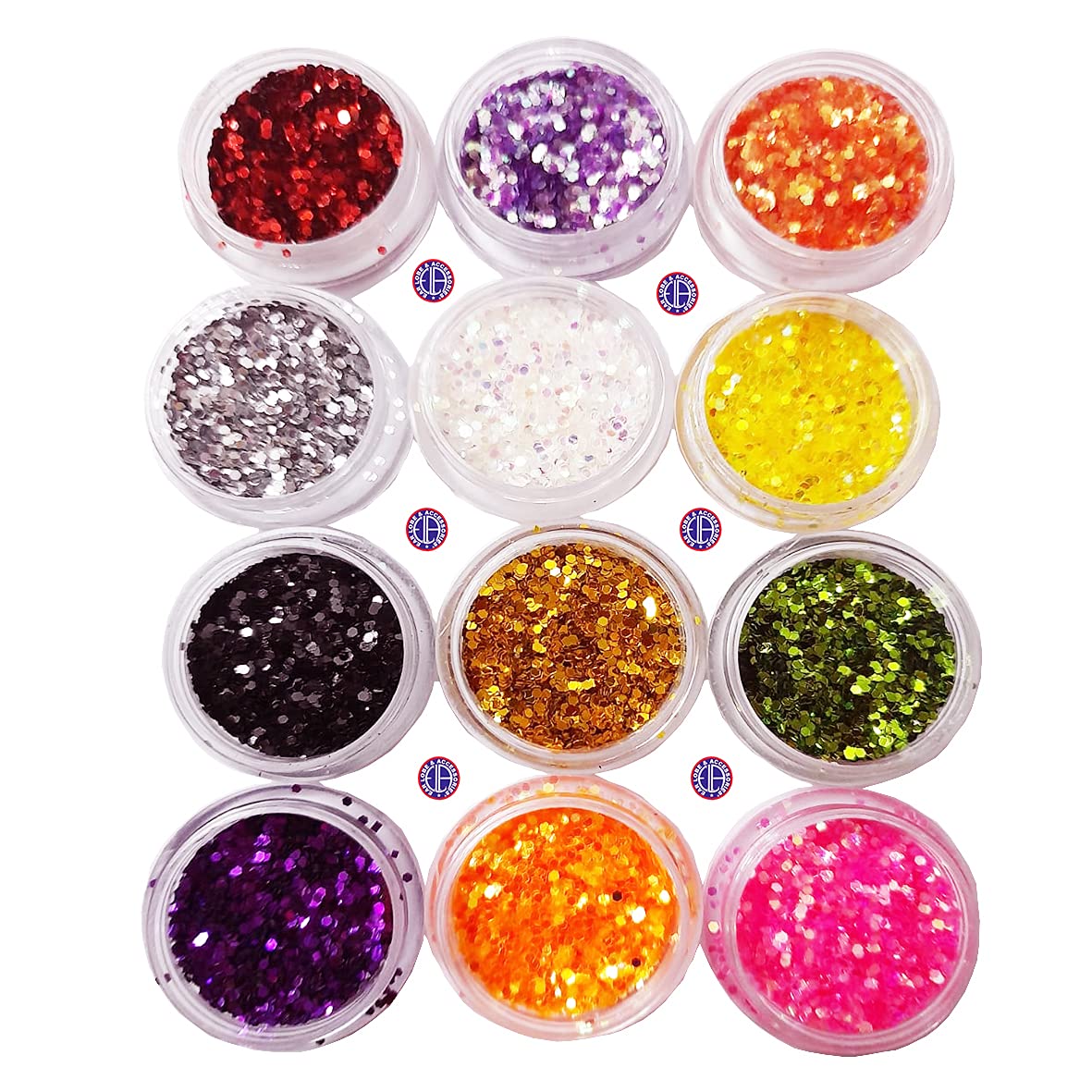 12 Colors Ear Lobe & Nail Art Glitter Set with Adhesive Glue - Perfect for DIY Jewelry, Nail Designs, and Creative Crafts