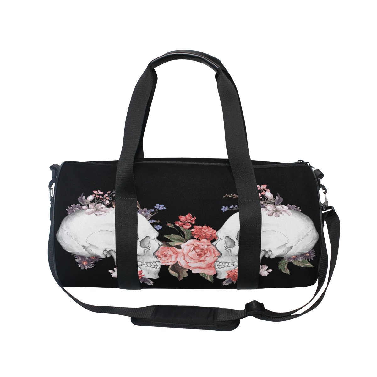 Rose Sugar Skull Day of the Dead Travel Duffel Bag - Gym & Sports Luggage for Men & Women - Perfect for Workouts, Travel & Festival Events