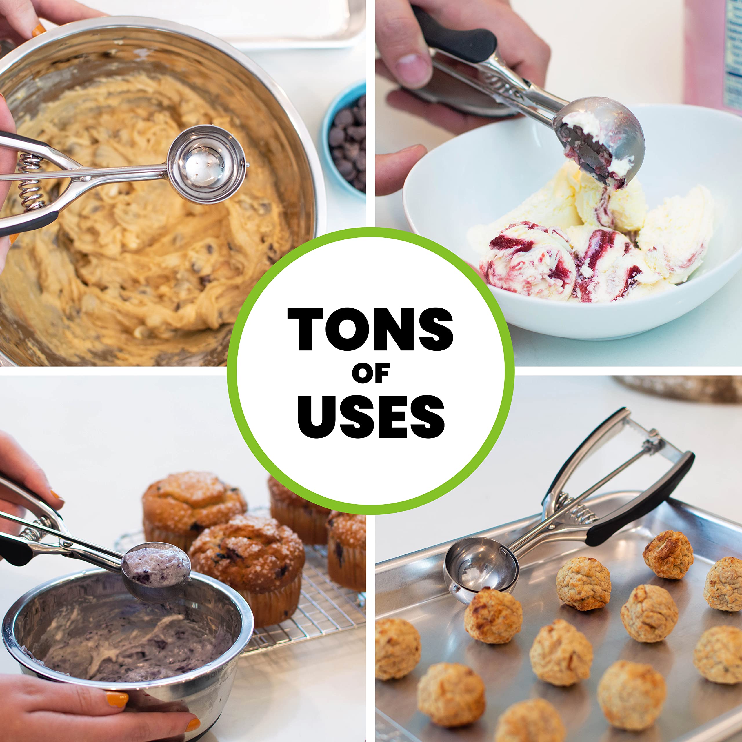 Spring Chef Medium #40 Stainless Steel Cookie Scoop - 1.7 Tbsp Baking Scooper with Trigger Release for Perfect Cookies, Cupcakes & Melon Balls | Dishwasher Safe Kitchen Tool for Home Bakers & Professional Chefs
