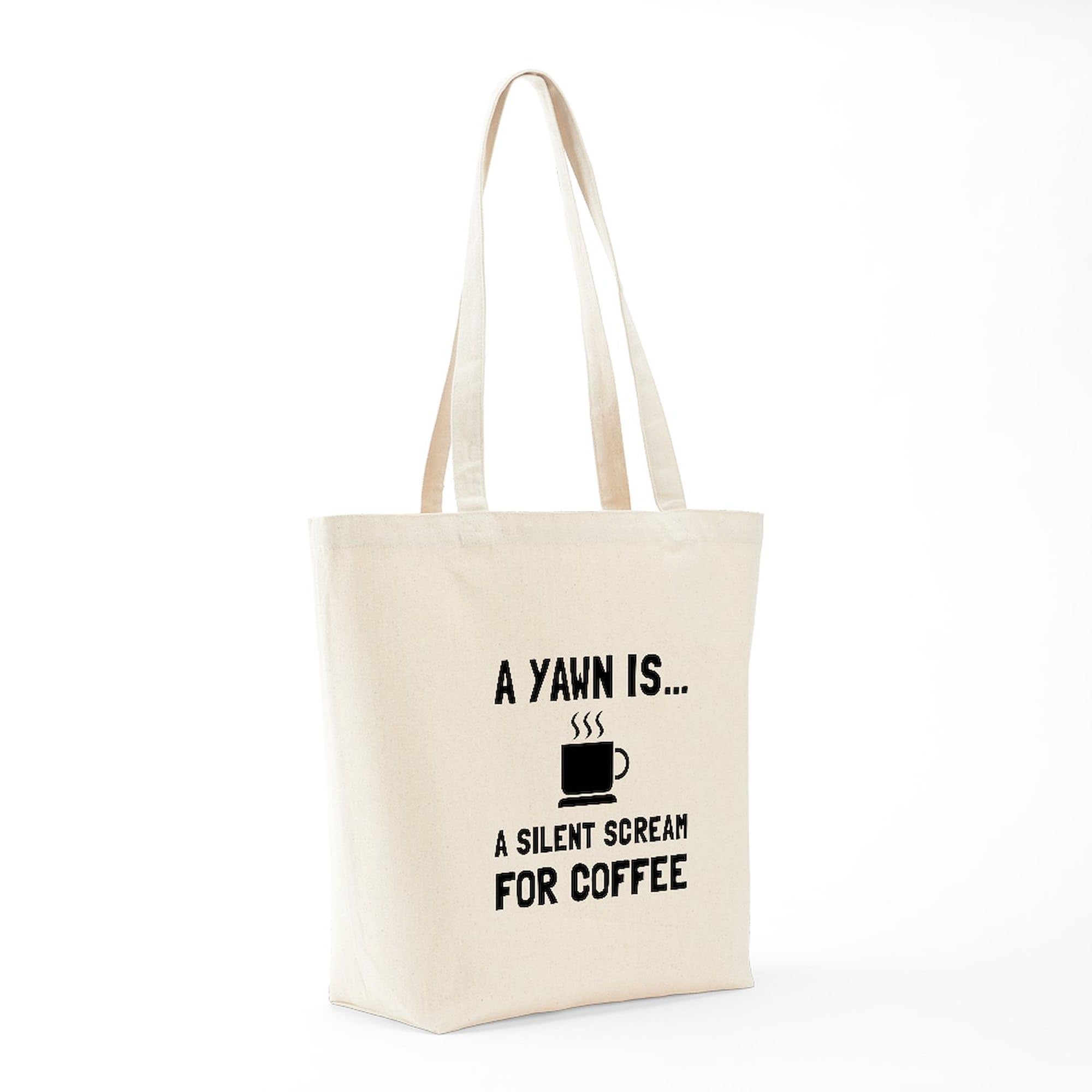Yawn Coffee Tote Bag - Natural Canvas Reusable Shopping Bag for Groceries, Beach & Daily Use | Eco-Friendly & Durable