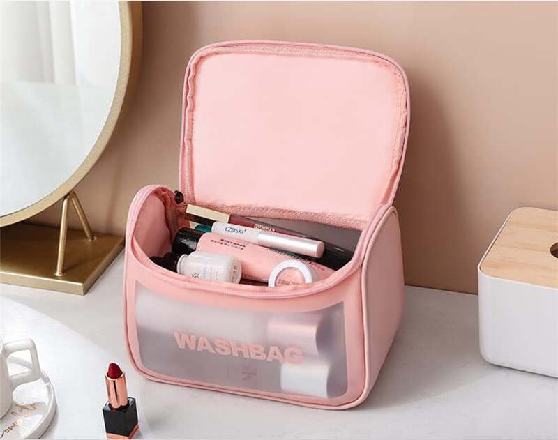 Trexee Portable Travel Cosmetic Bag - Waterproof Toiletry Organizer for Women, Pink Makeup Pouch Set with Multiple Compartments | Perfect for Vacation, Gym, Business Trips & Daily Essentials Storage