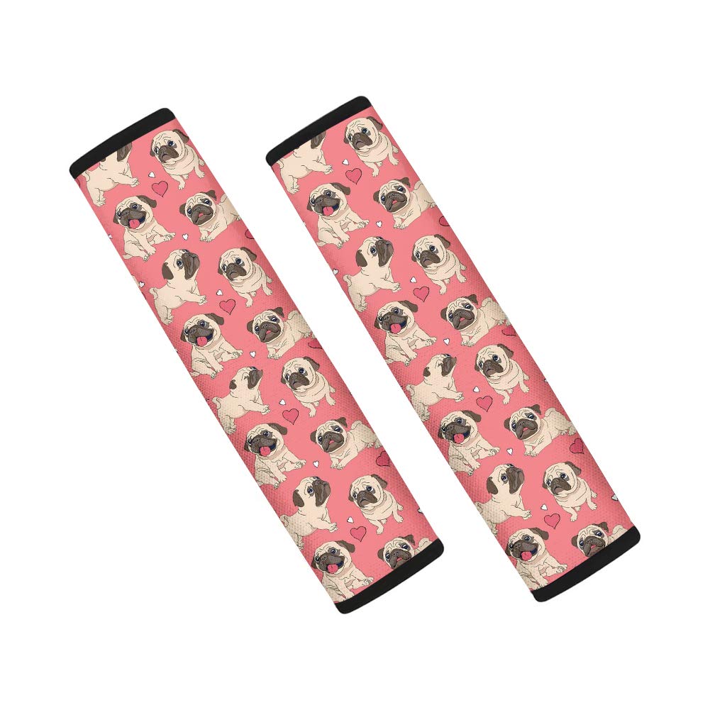 Showudesigns Pug Car Seat Strap Covers - Cute Dog Shoulder Pads for Kids & Baby Seat Belt Protectors - Soft Stroller & Car Seat Cushions to Protect Neck & Shoulders - Perfect for Road Trips & Daily Commutes