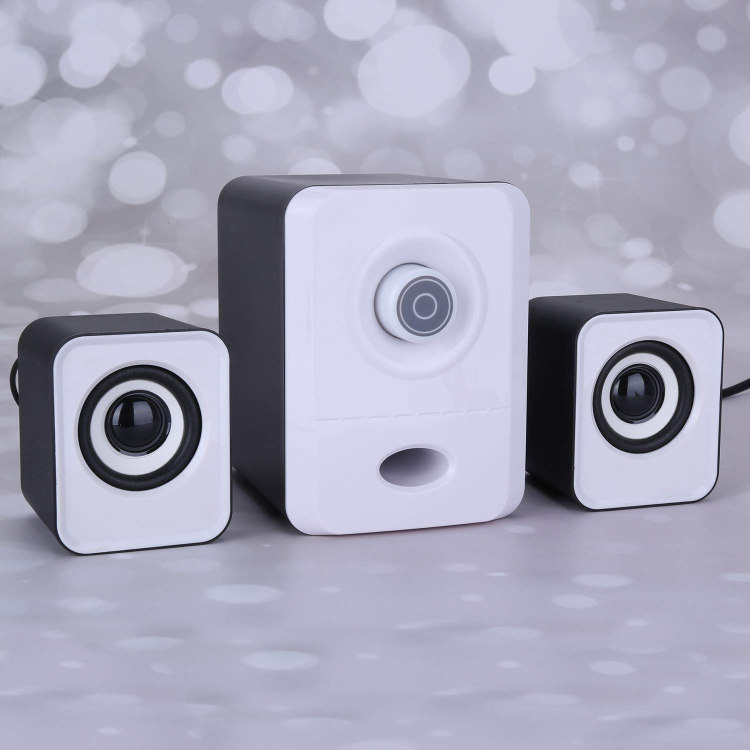 Speesy USB Multimedia Speakers with Subwoofer for Desktop, Laptop, Tablet - White | Perfect for Home Office, Gaming, and Entertainment