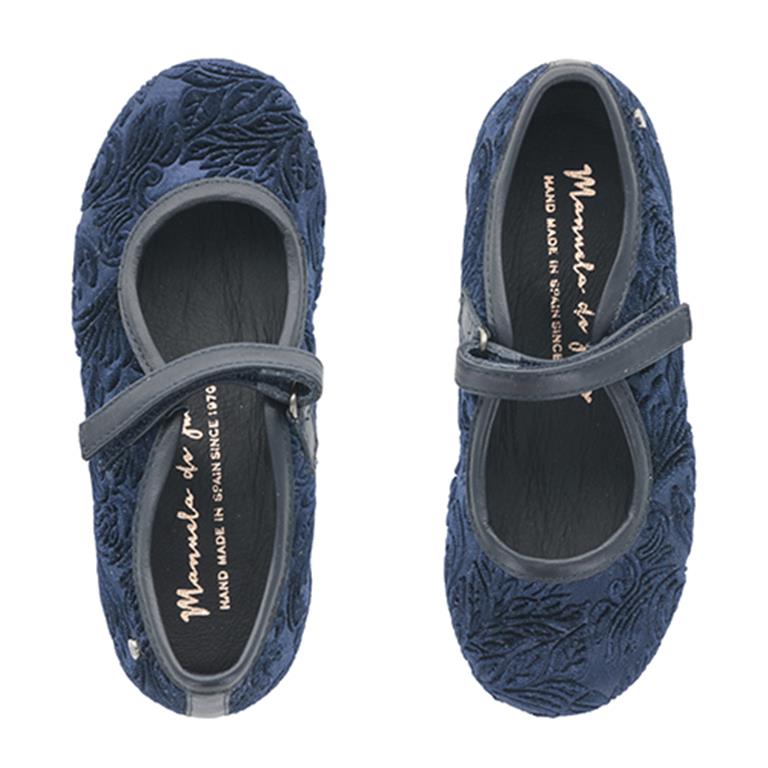 Manuela de Juan Girls' Mary Jane Shoes - Navy Blue Velvet Dress Shoes for Toddlers & Kids | Perfect for Weddings, Parties & Special Occasions