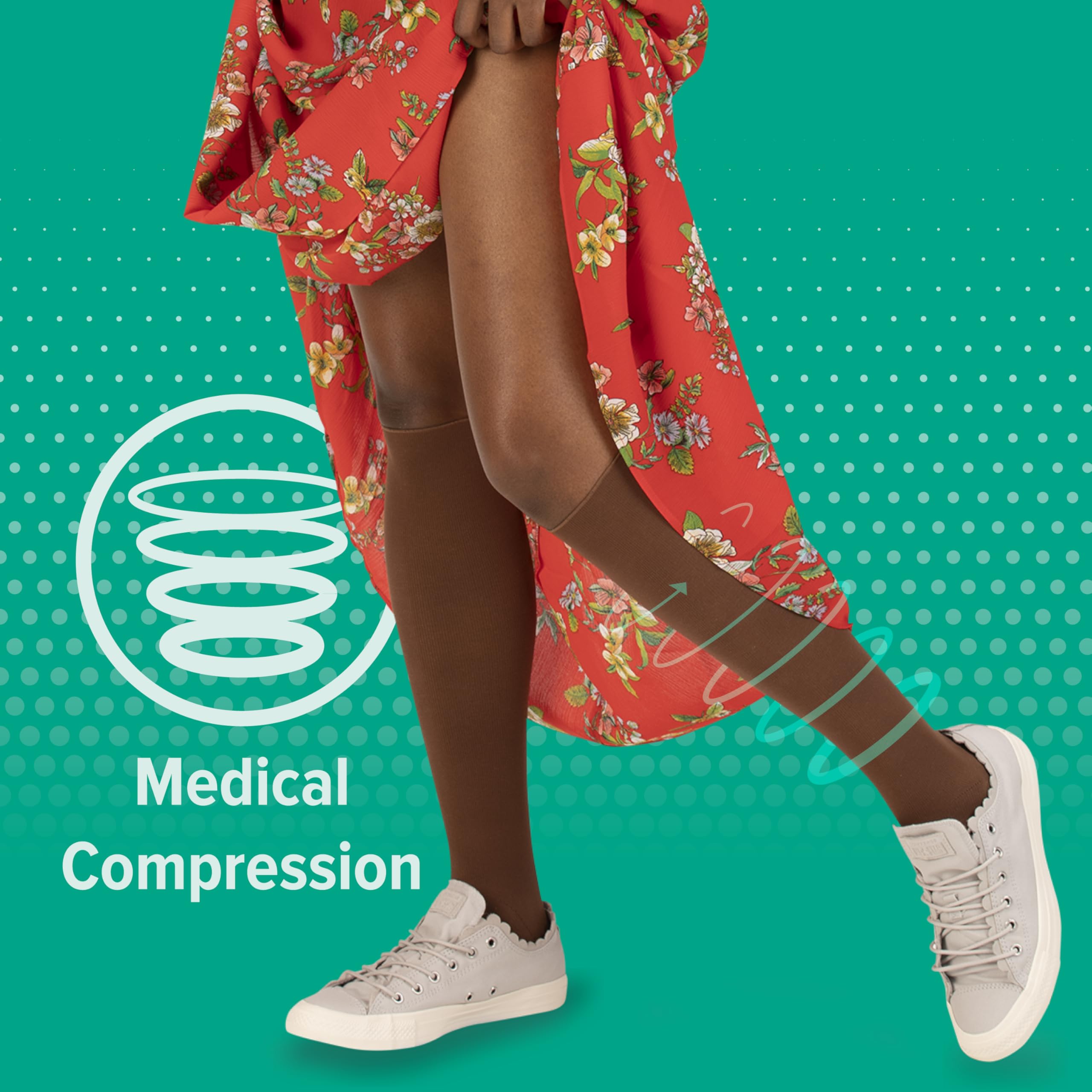 Juzo 2001 20-30mmHg Knee High Open Toe Compression Socks with Silicone Top Band - Black, Size 2 (II) Regular - Ideal for Lymphedema, Varicose Veins & Post-Surgery Recovery