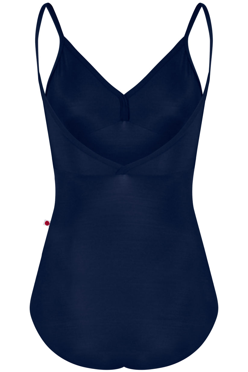 Yumiko Women's Navy Blue DARIA Camisole Leotard - Ballet Dance, Yoga & Performance Wear for Adults