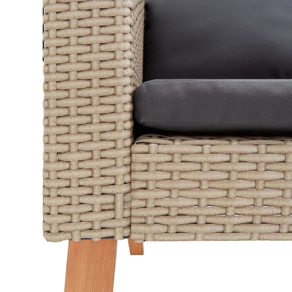 2-Seater Outdoor Sofa with Cushions - Beige Poly Rattan Patio Furniture for Backyard, Porch & Balcony | Indoor & Outdoor Use - Perfect for Relaxing, Entertaining & Lounging in Your Garden or Terrace