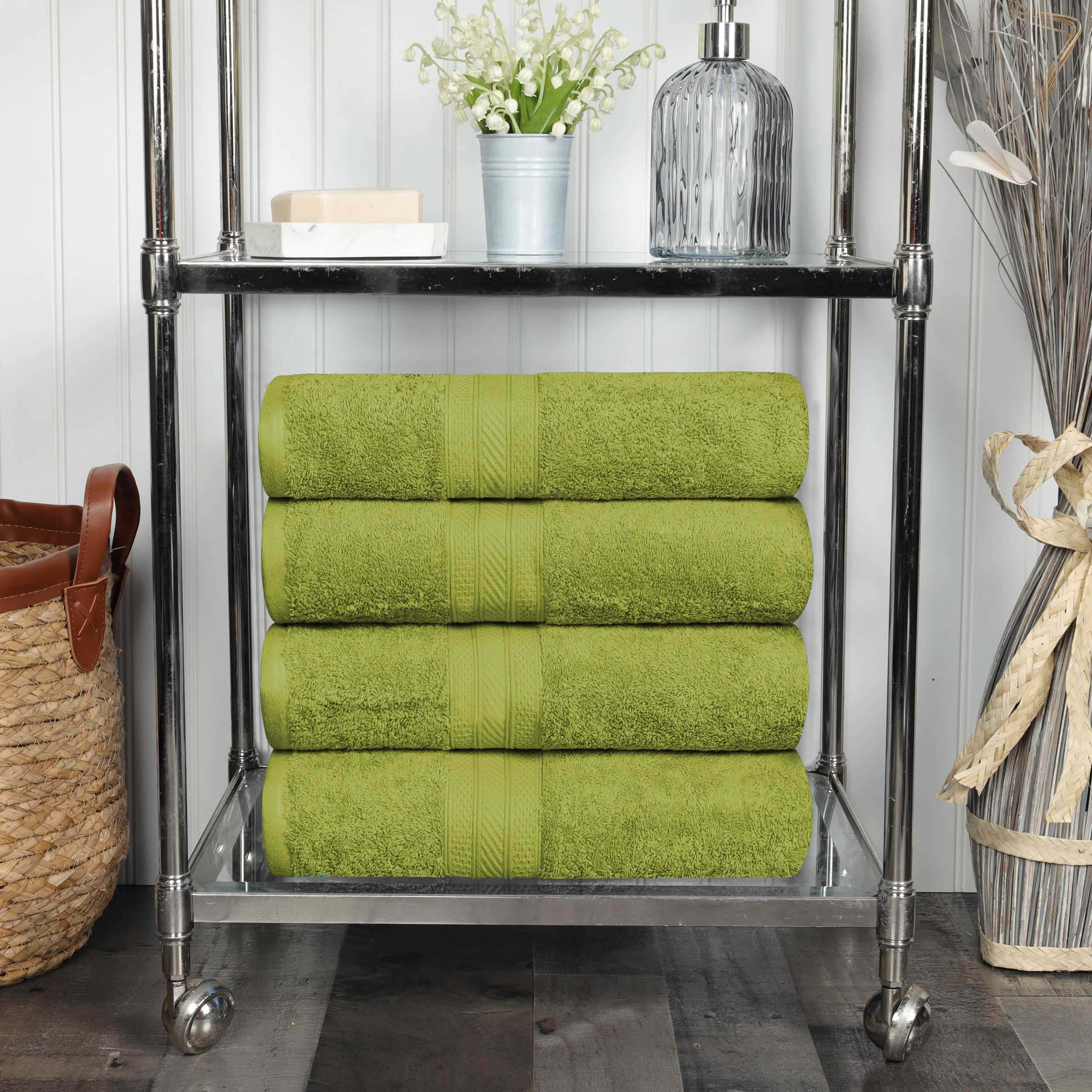 Premium Atlas Cotton 4-Piece Bath Towel Set - Ultra Absorbent, Heavyweight & Soft for Spa, Gym & Luxury Bathrooms - Quick Drying & Durable Home Essentials