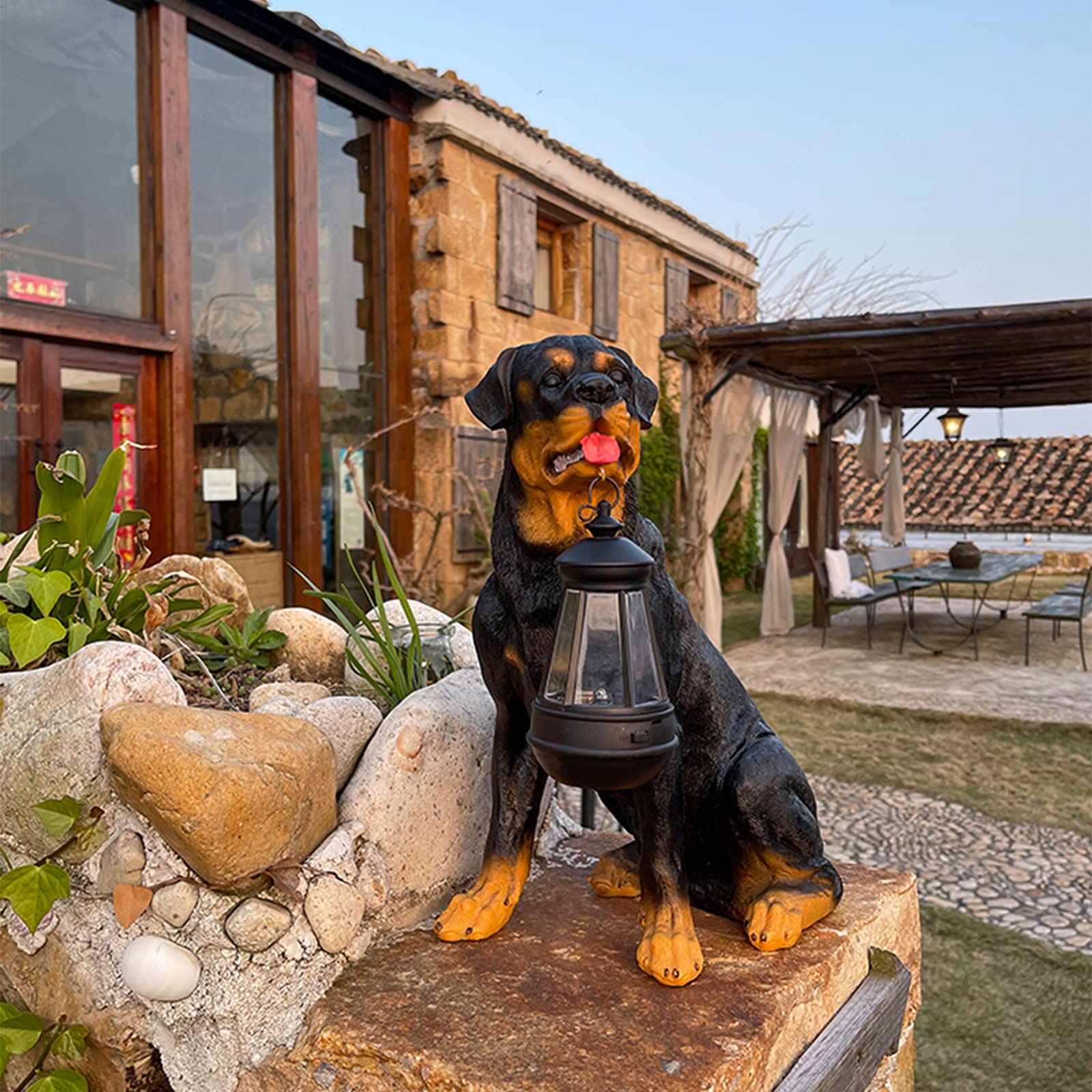 Solar-Powered Golden Retriever Garden Statue with LED Lights - Windproof Resin Dog Sculpture for Outdoor Decor | Perfect for Patio, Lawn, and Backyard Lighting