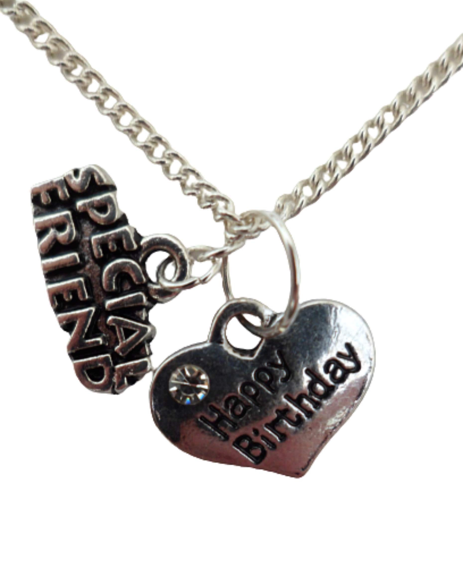 Silver Plated Birthday Necklace with Heart Gem Charm - Perfect Gift for Best Friend, Anniversary & Special Occasions