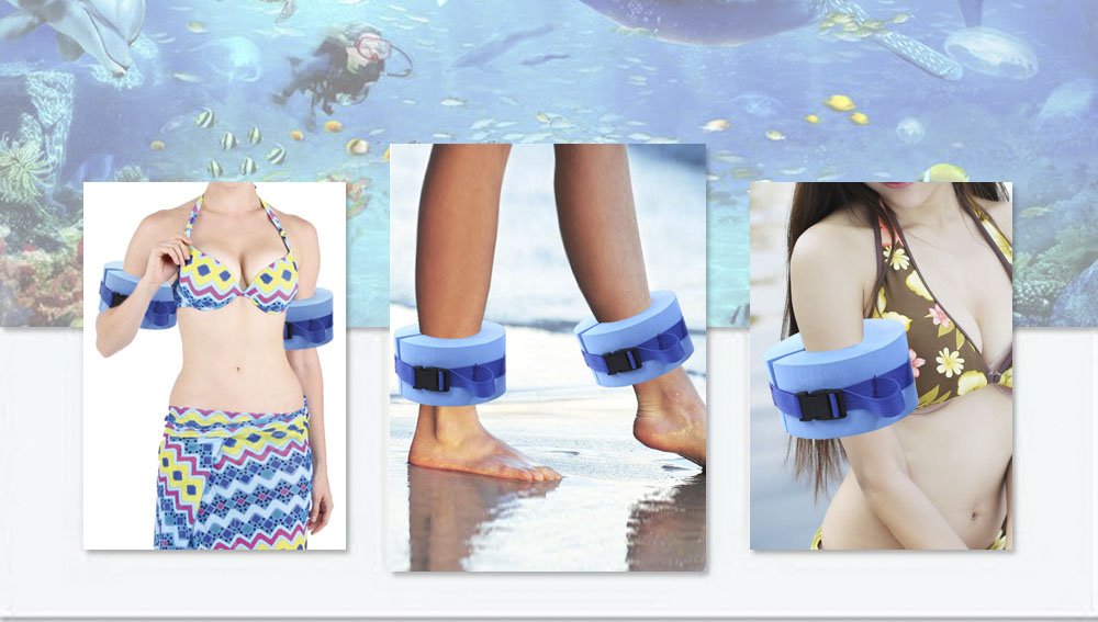 Foam Swim Aquatic Cuffs - Water Aerobics Float Rings for Arms & Ankles | Quick Release Buckle Resistance Exercise Cuffs | Swim Fitness Training Set of 2 (Blue) | Perfect for Pool Workouts, Aqua Gym & Hydrotherapy Sessions