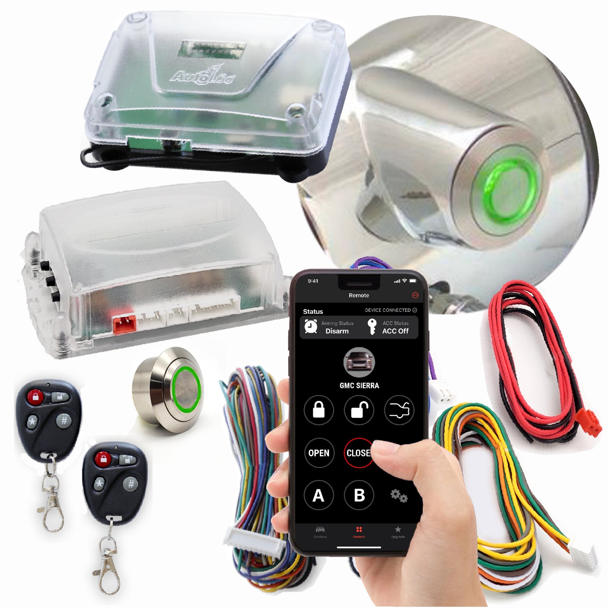 1902-1908 Cadillac Runabout & Tonneau GM Column Insert Billet Push Button Start Kit with Remote Keyless Entry - Classic Car Ignition Upgrade for Antique Vehicle Restoration