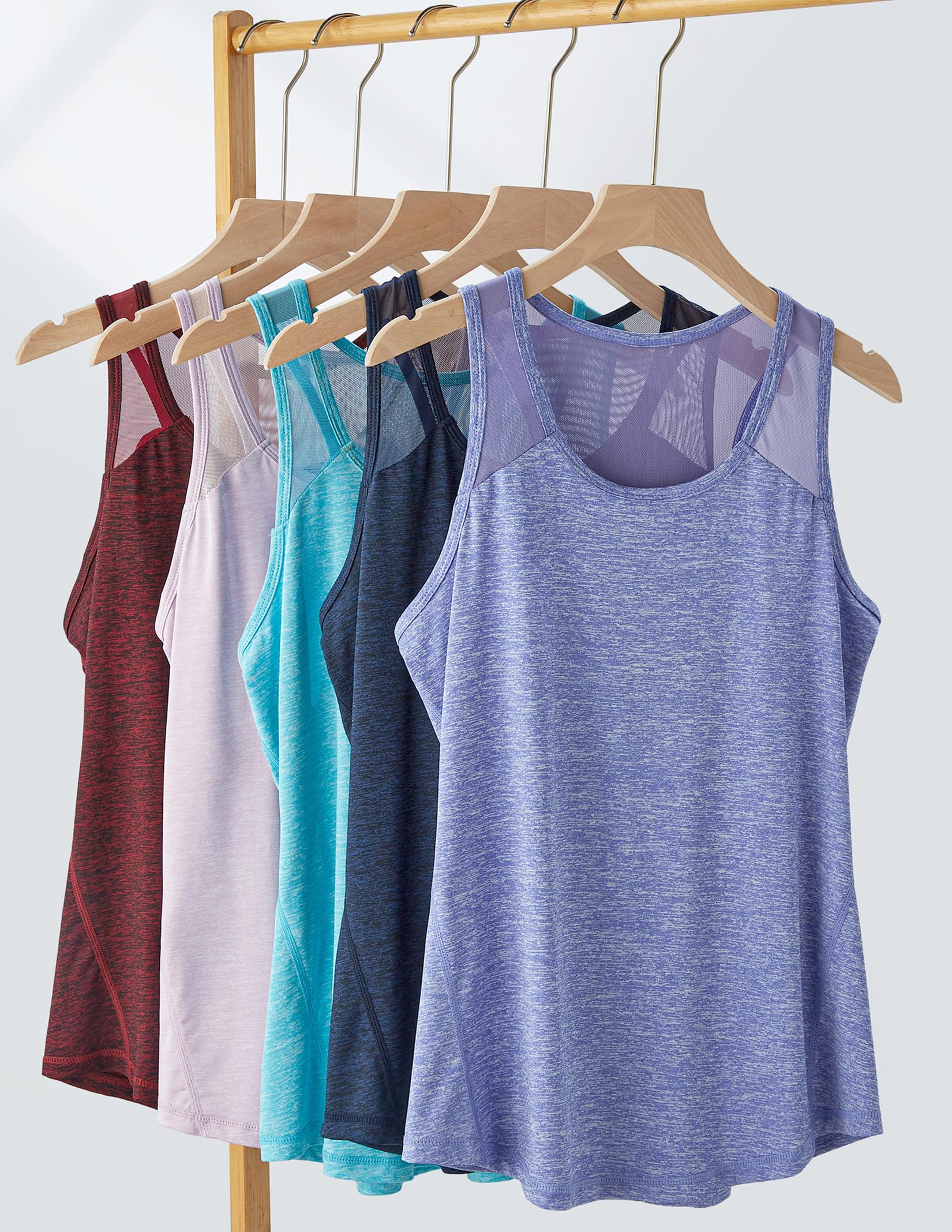 5 Pack Women's Workout Tops - Breathable Racerback Tank Tops for Yoga, Gym & Running | Moisture-Wicking Mesh Sleeveless Athletic Shirts | Perfect for Fitness, Sports & Active Lifestyle