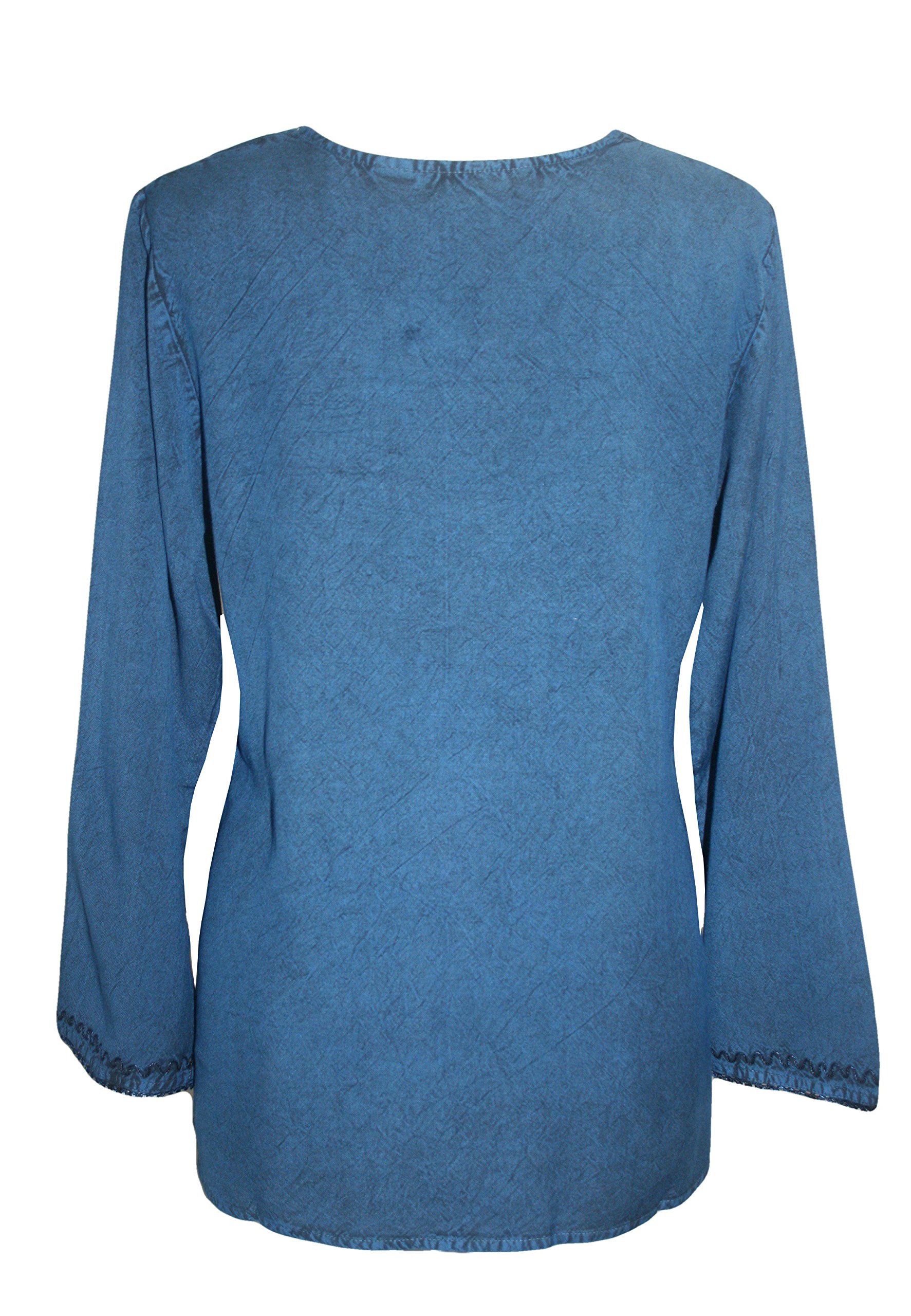 Agan Traders 2025 Spring Long Sleeve Embroidered Blouse - Medieval Bohemian Vintage Tunic Top for Women | Perfect for Renaissance Fairs, Boho Festivals & Casual Wear