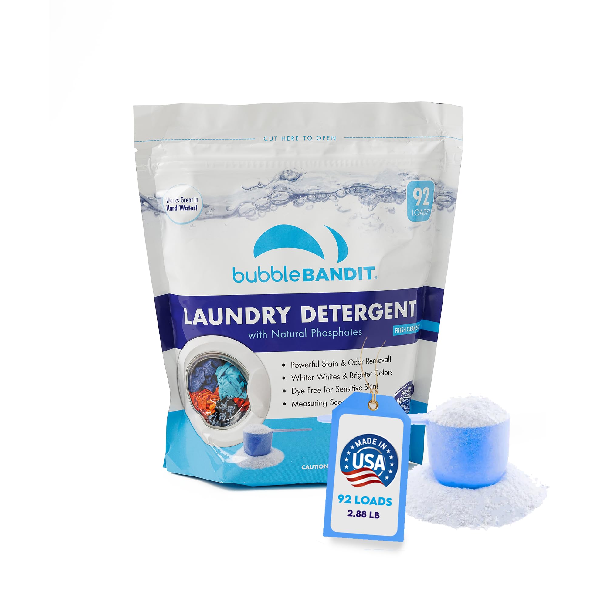 Phosphate-Free Laundry Detergent Powder for All Washing Machines | Fresh Clean Scent | Mess-Free with Included Scoop | Safe for All Fabrics, Greywater & Septic Systems | 46oz (Pack of 1) | Perfect for Families, Travel & Eco-Friendly Homes