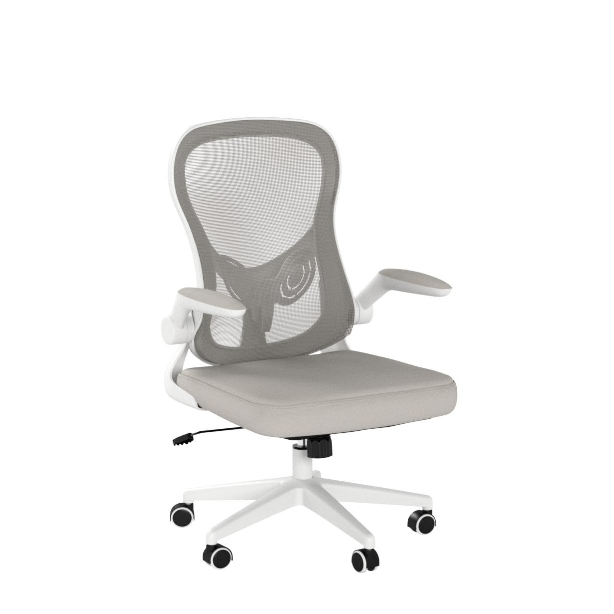 Hbada Ergonomic Office Chair - Adjustable Lumbar Support Mesh Computer Desk Chair with PU Silent Wheels, Flip-Up Armrests & Tilt Function (Grey) - Perfect for Home Office, Gaming & Workspace Comfort