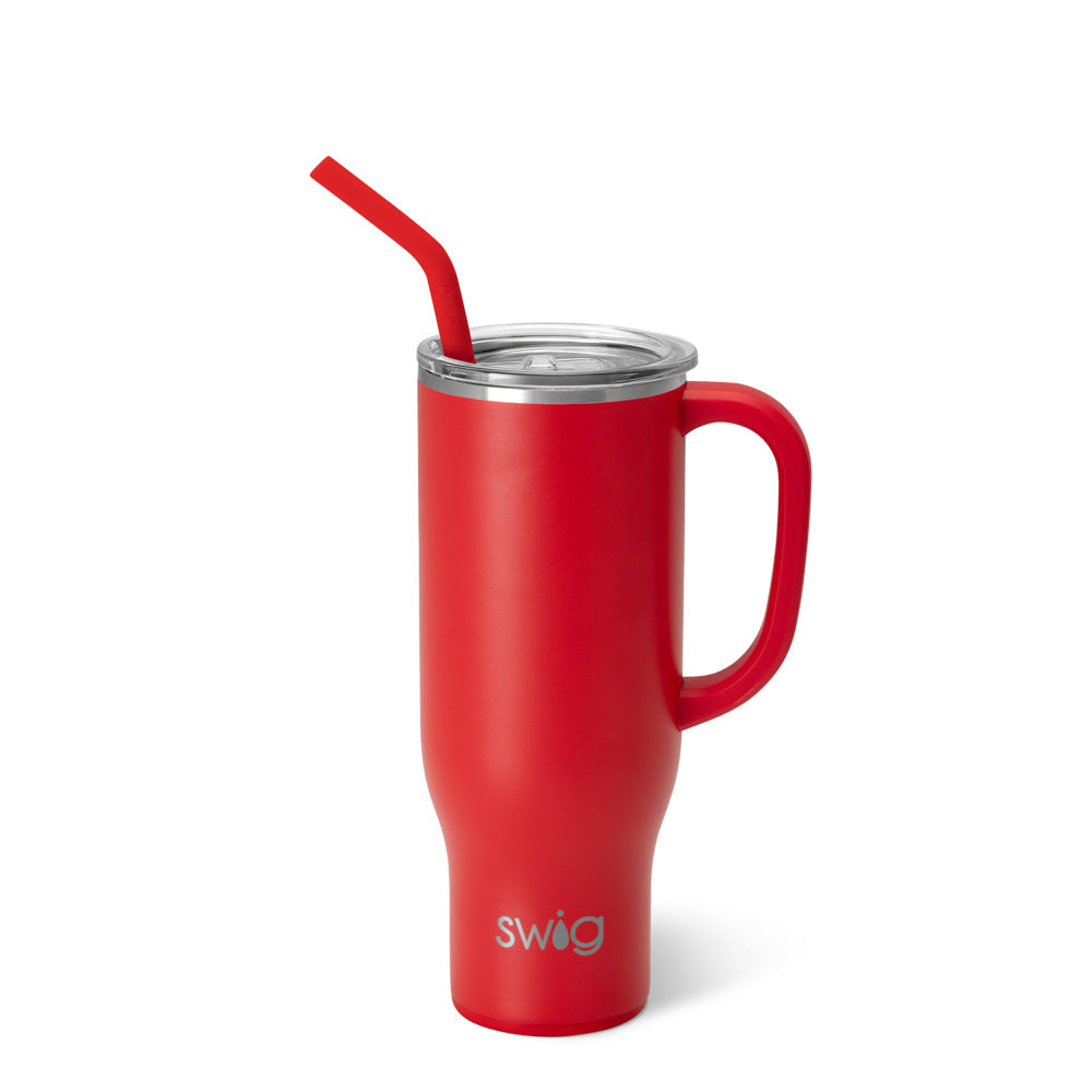 Red Mega Mug 30oz - Large Insulated Coffee Cup with Handle, Stainless Steel Travel Mug for Hot & Cold Drinks - Perfect for Office, Camping, and Commuting