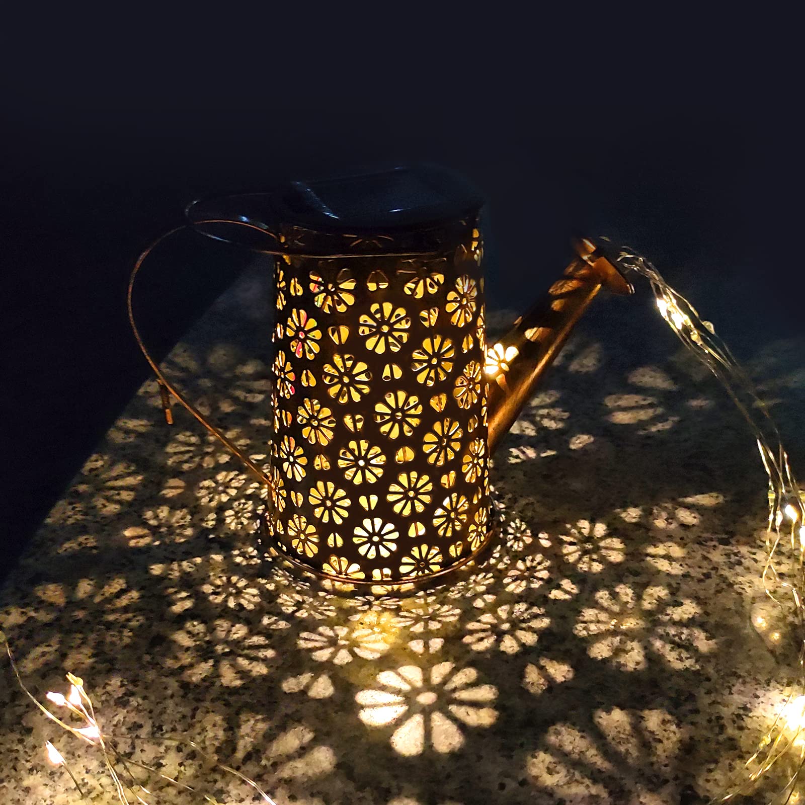 Solar Powered Outdoor Waterproof Hanging Lantern - Retro Metal Garden Decor with String Lights for Patio, Porch, Lawn, Driveway, Backyard & Pathway - Perfect for Evening Gatherings & Landscape Lighting