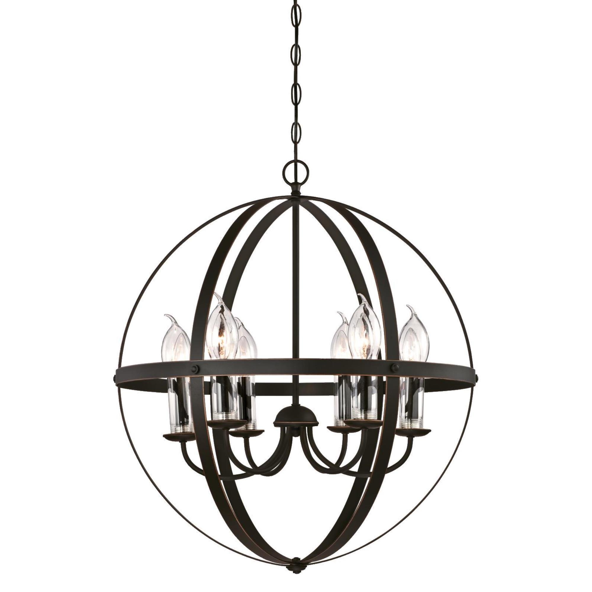 Westinghouse 6339000 Stella Mira 6-Light Outdoor Chandelier - Oil Rubbed Bronze Finish - Weatherproof Hanging Light Fixture for Patio, Garden & Porch Decor